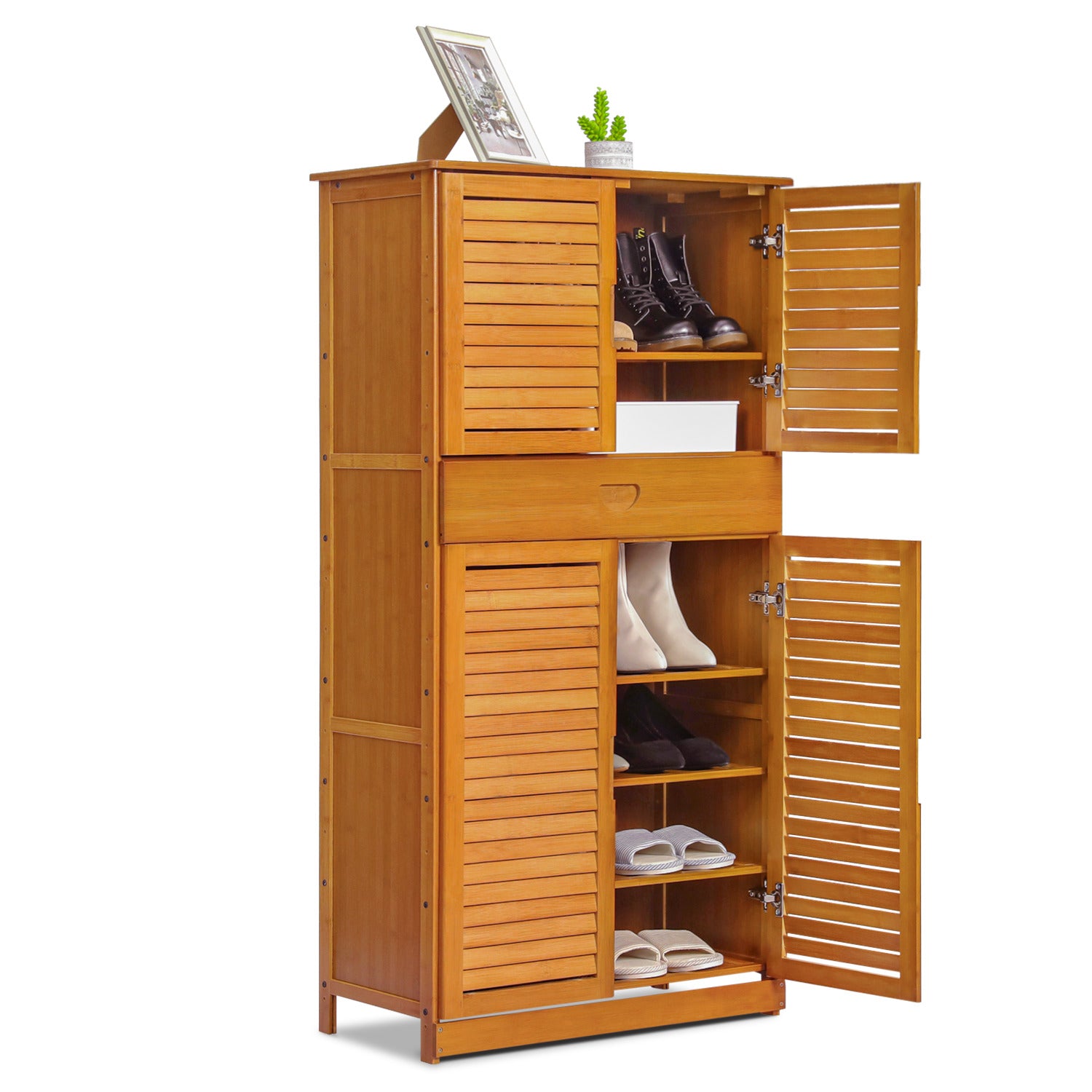 Louver Panel Shoe Cabinet - 26 - 10 Tier - with Drawer – MoNiBloom