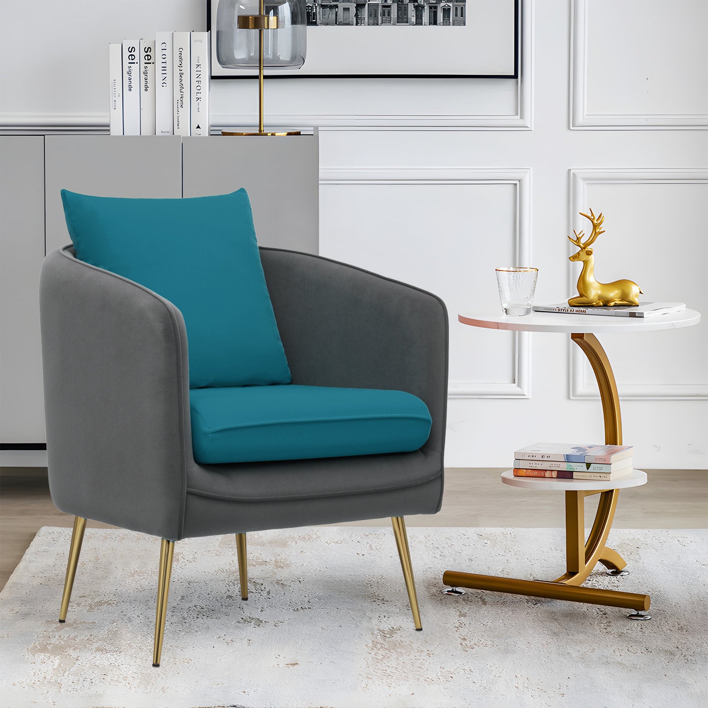 Suede Accent Chair - w/Detachable Cushion - Club Single Sofa - 34" Width