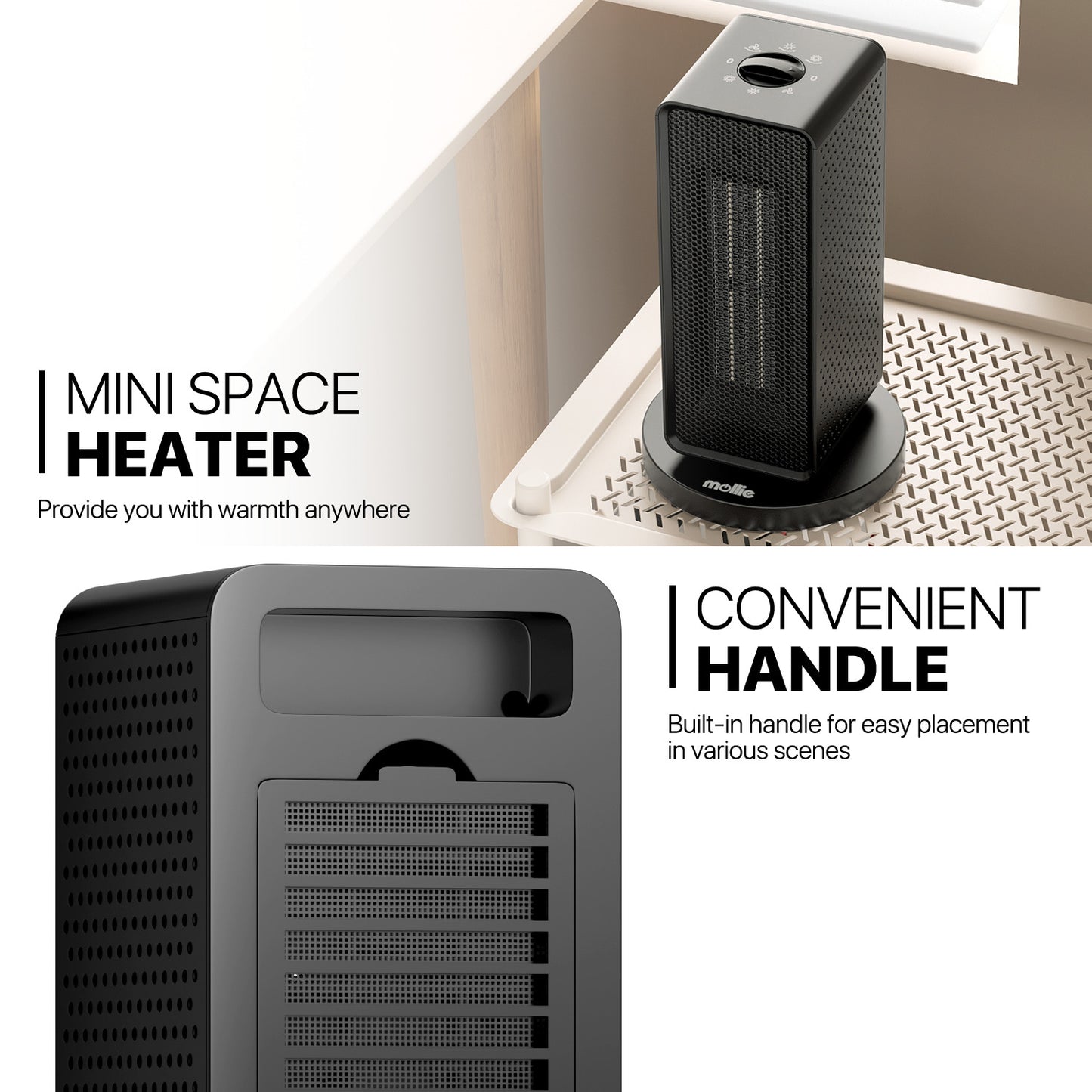 1200W Electric Cuboid PTC 160 sq.ft Space Heater w/Silent Knob