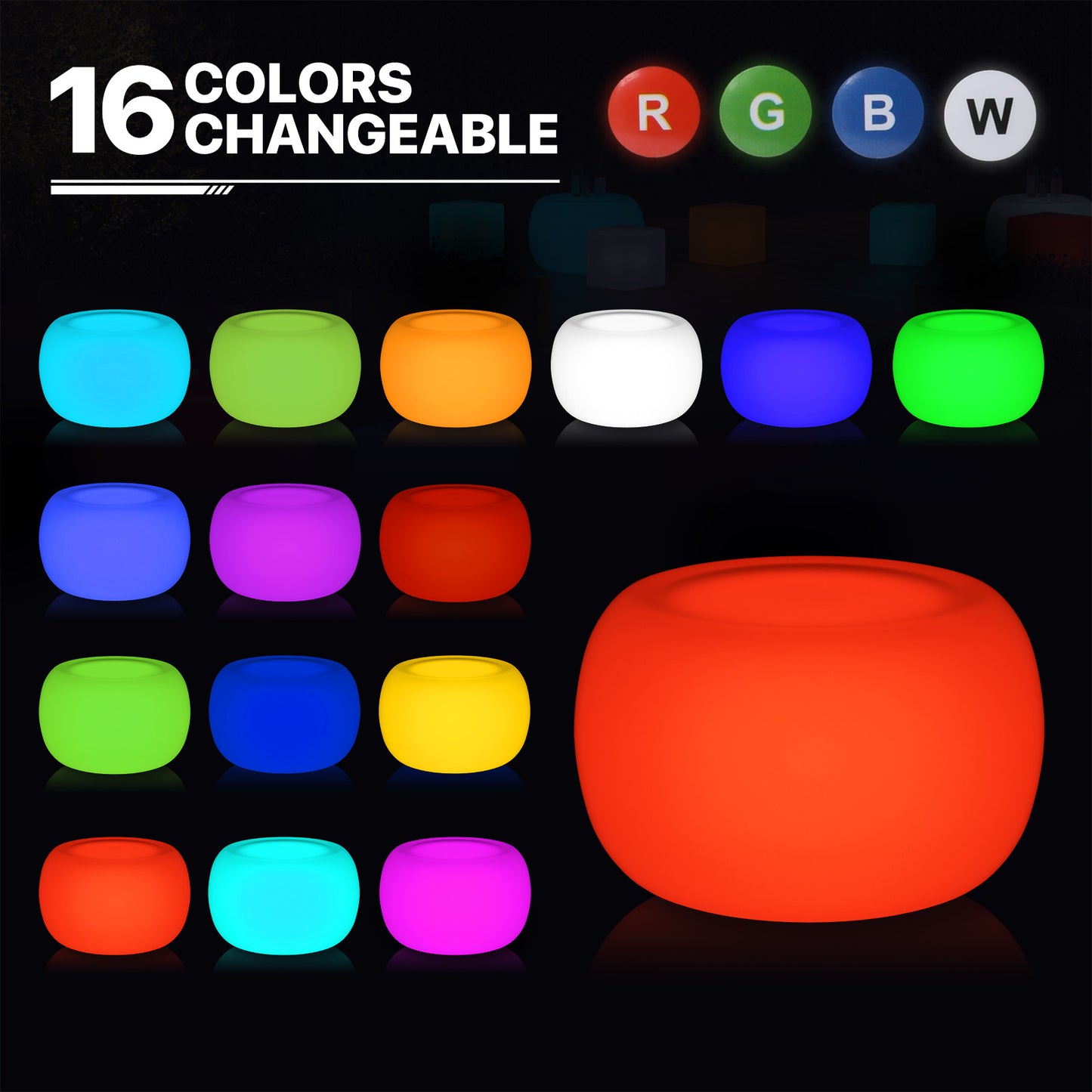 LED Bar Table - Oblate Ball Shape - 16 Colors Changing - with Remote Control