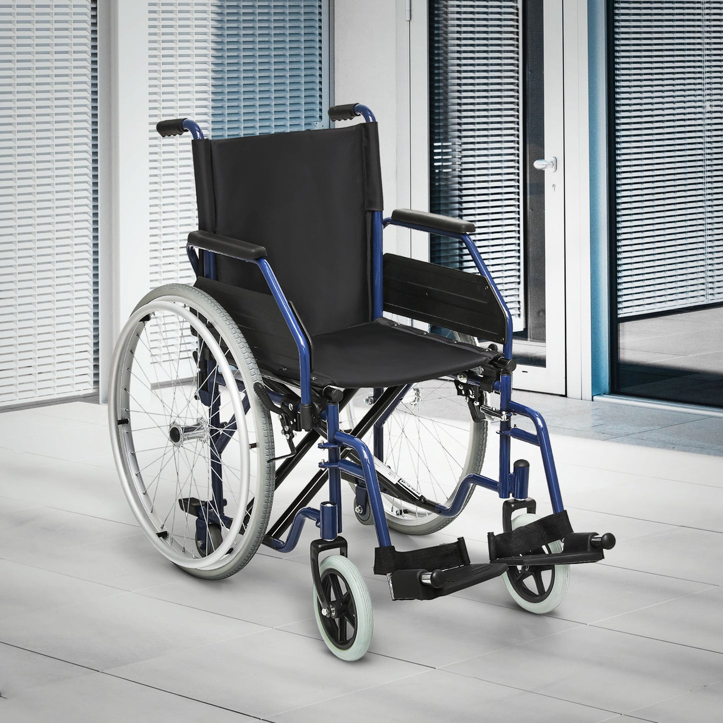 Manual Wheelchair - 7.5'' Front & 23.5'' Rear Wheel - 17"x15.5'' Nylon Seat