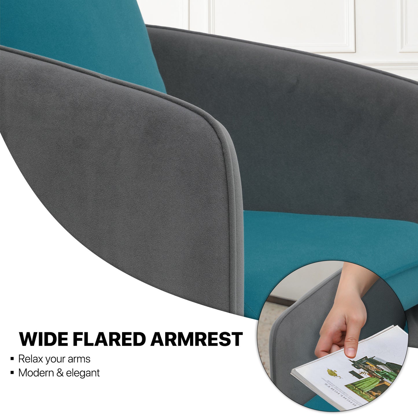 Suede Accent Chair - w/Detachable Cushion - Club Single Sofa - 34" Width