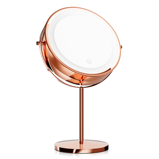 Double Sided Vanity Mirror - Round 8" Diameter - 3 Color Lighting Mode - 1x/10x Magnification Mirror