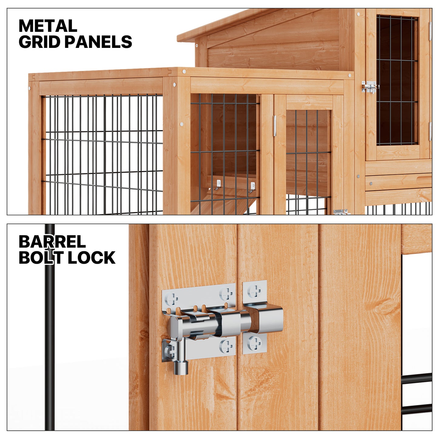 Wooden Chicken Coop Rabbit Hutch - 36'' Length - w/4 Wheels