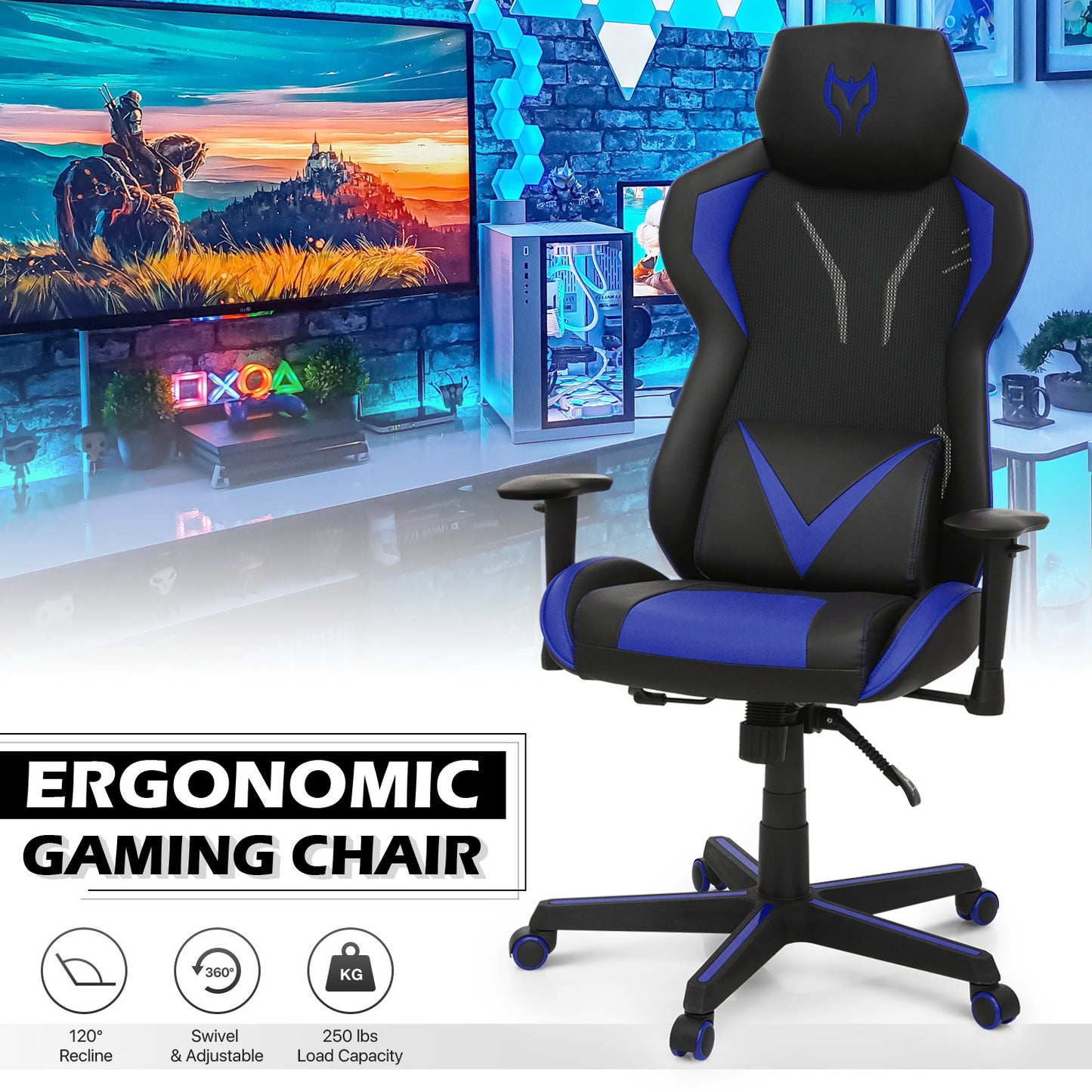 Gaming Chair w/Lumbar Support & Headrest #007
