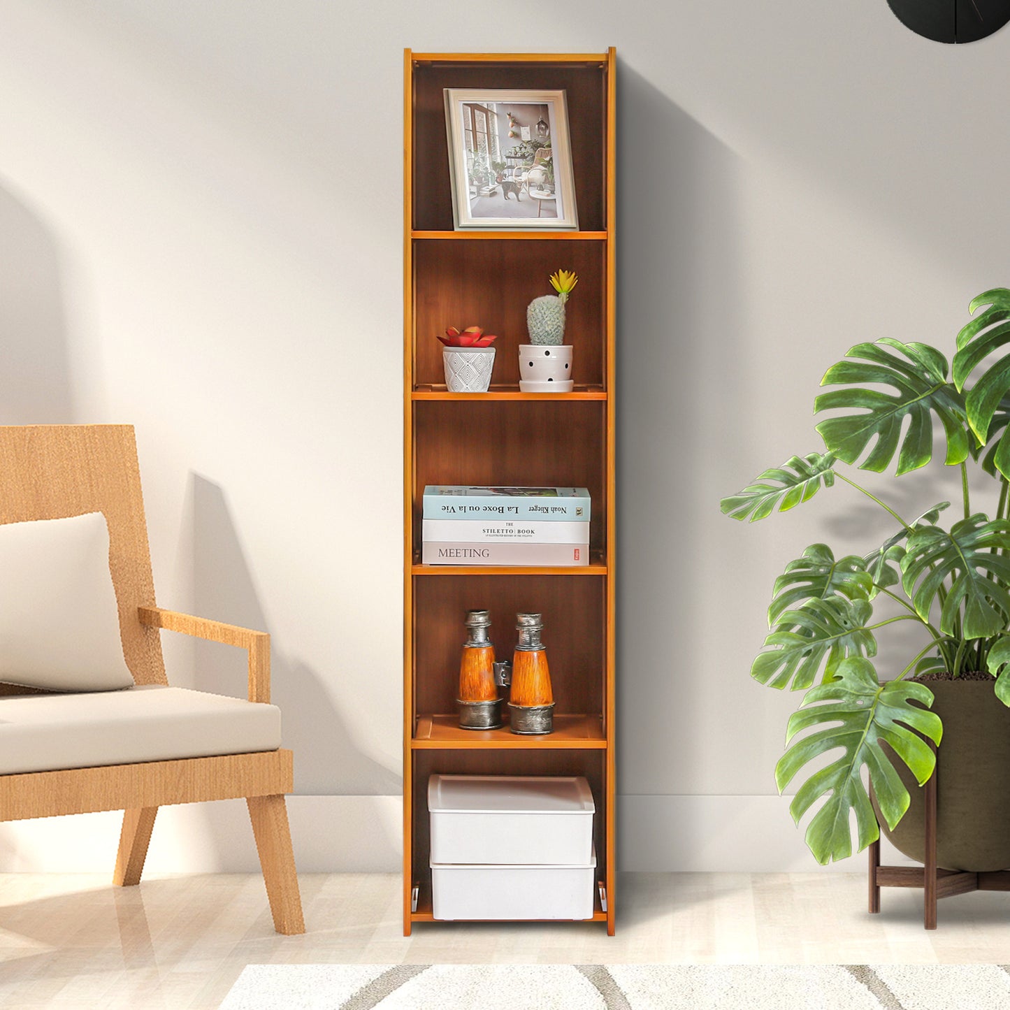 Multi-Functional Freestanding Display Storage Shelf - 5 Tier - Brown