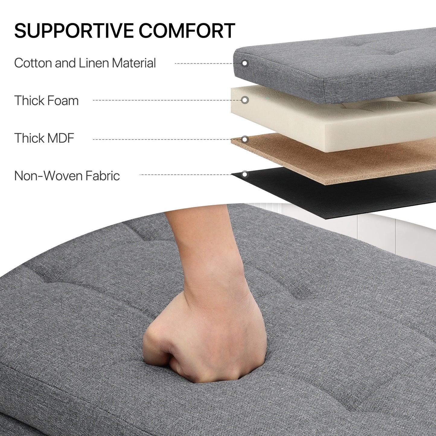 Set of 3 Lift top Storage Ottoman Bench Upholstered Footrest w/2 Cube Stool