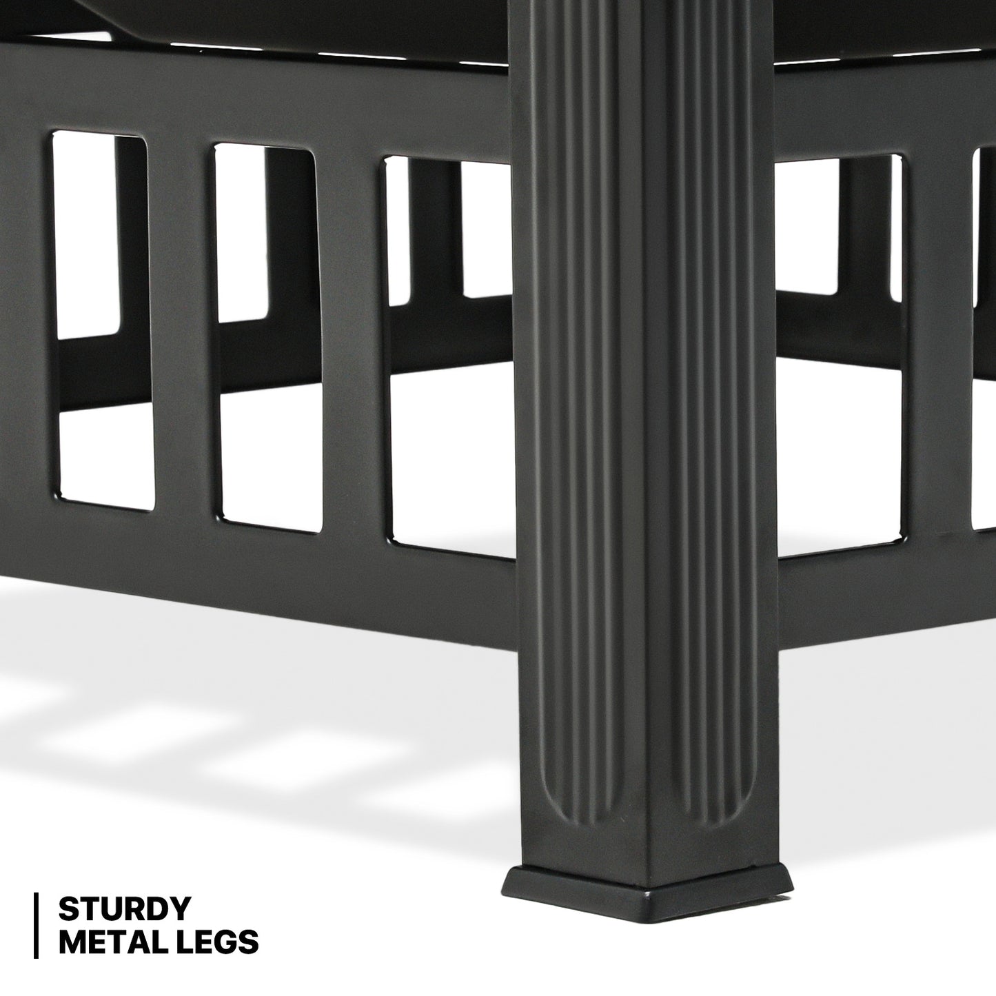 32" Square Fire Pit Table w/Log Grate+Poker & Spark Screen