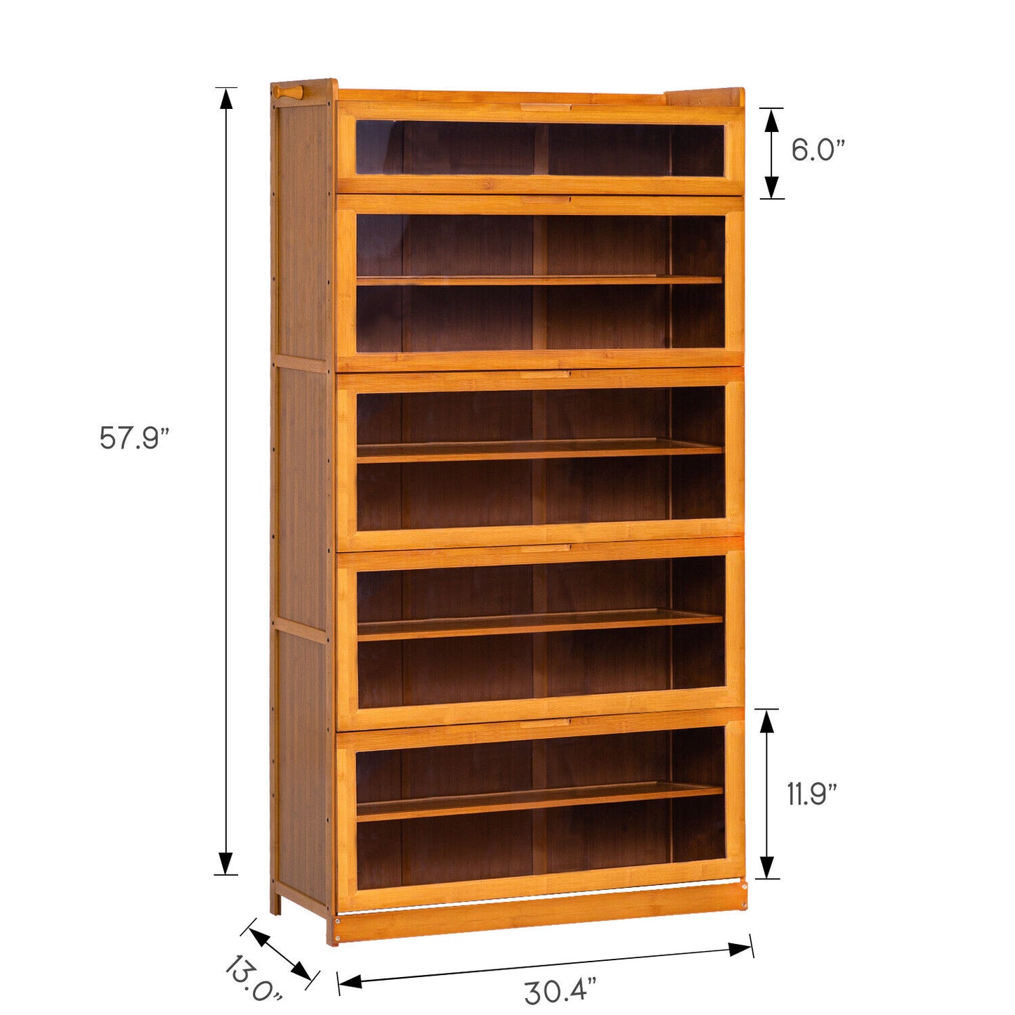 Visible Drop Down Door Shoe Organizer - Bamboo/Acrylic - Brown