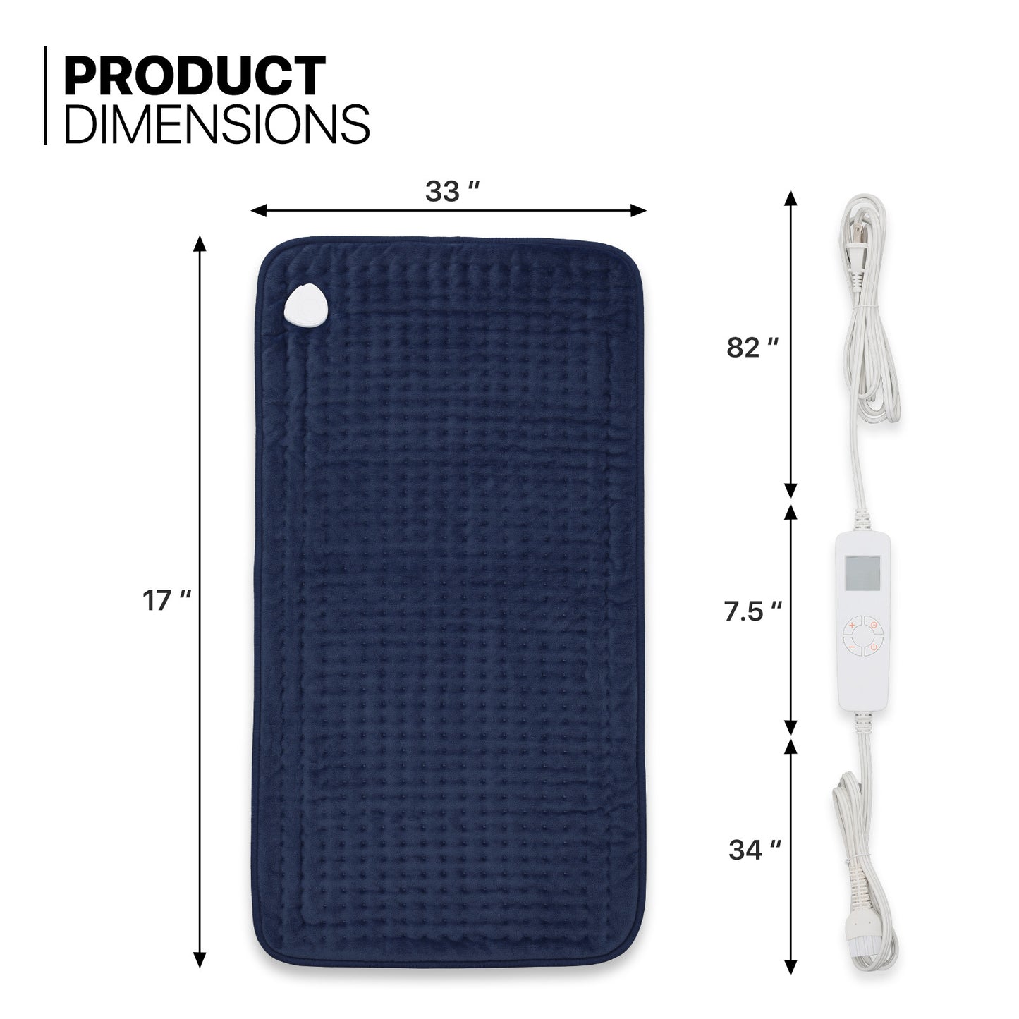 Electric Heating Pad - 20" x 24" Long Plush - Half an Hour Timer + 6 Heating Levels