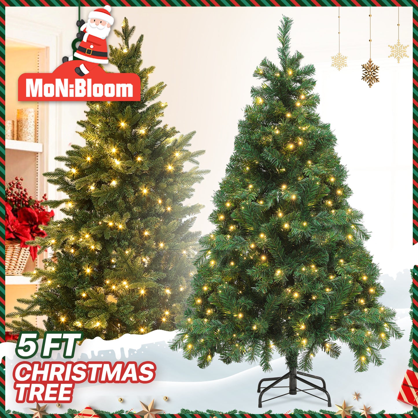 Pre-Lit Artificial Christmas Tree - 4 Size