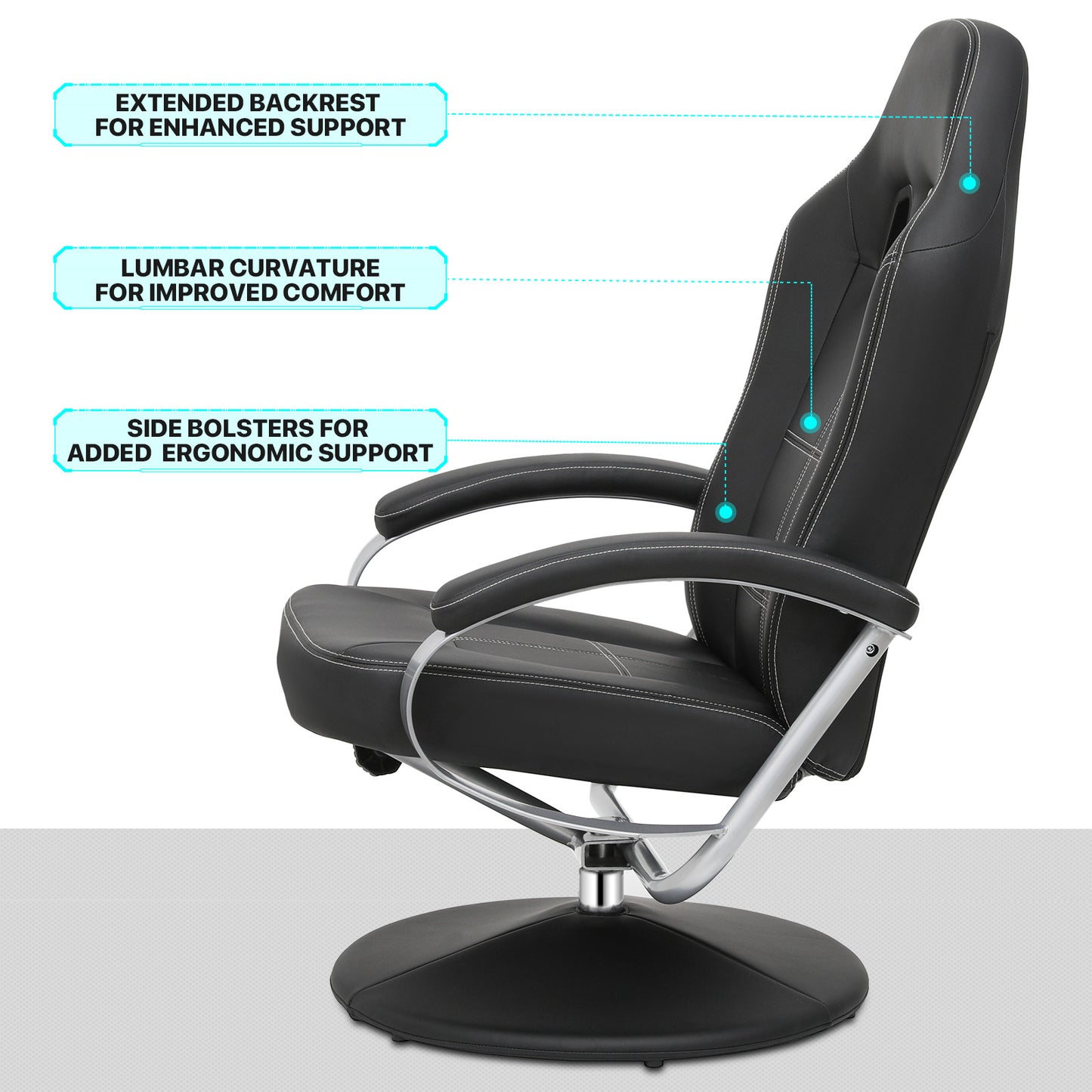 Gaming Chair with Ottoman - PU Leather