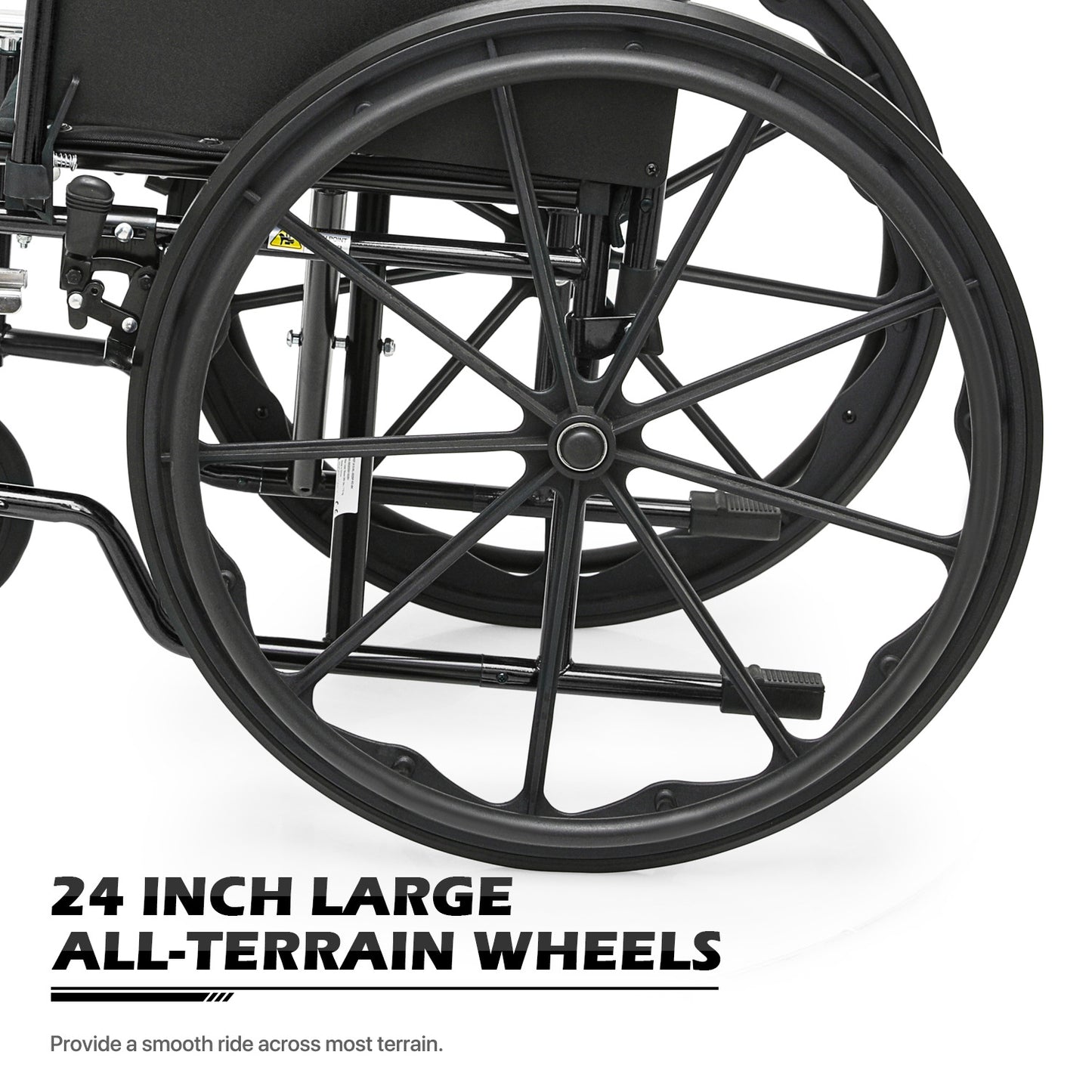 Manual Wheelchair - Black, FDA Approved - 18"x16" Seat