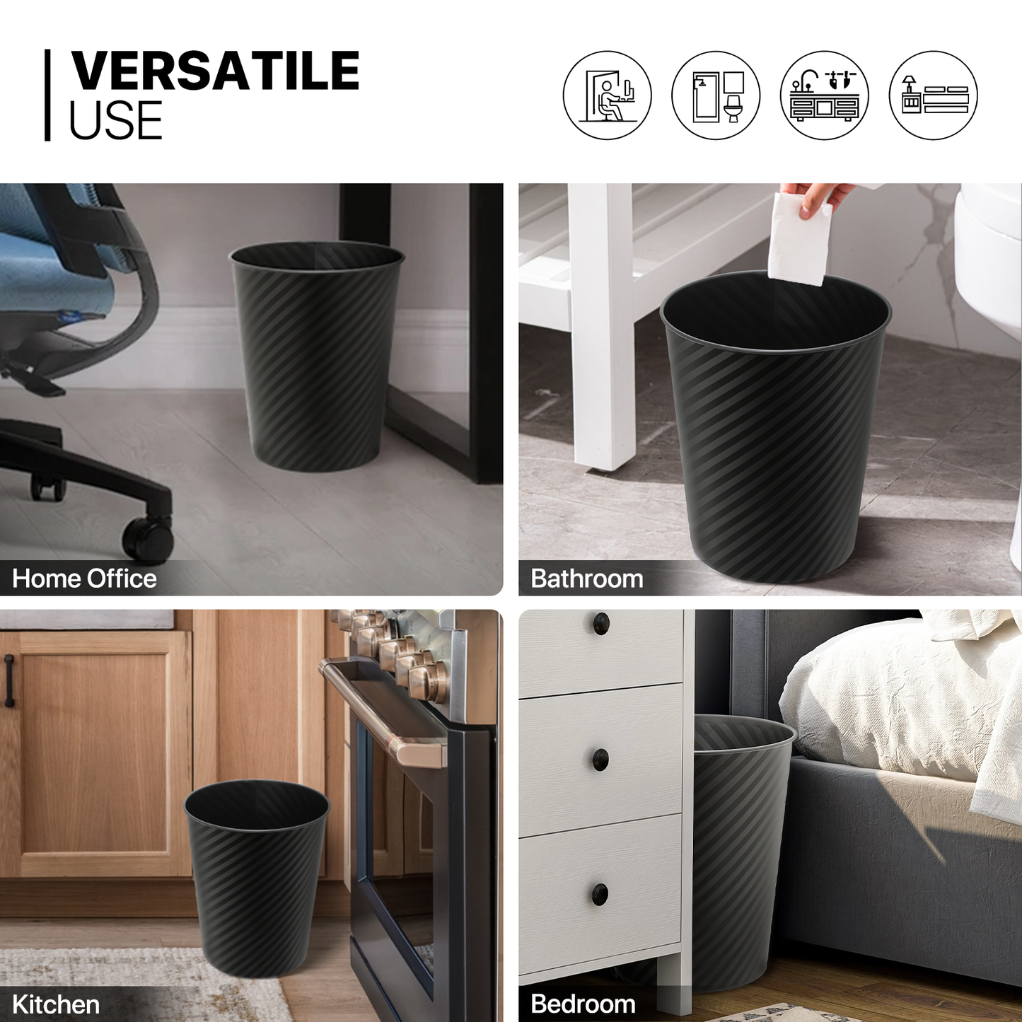 1.3 Gallon Trash Can - 2 Pieces - Open Top