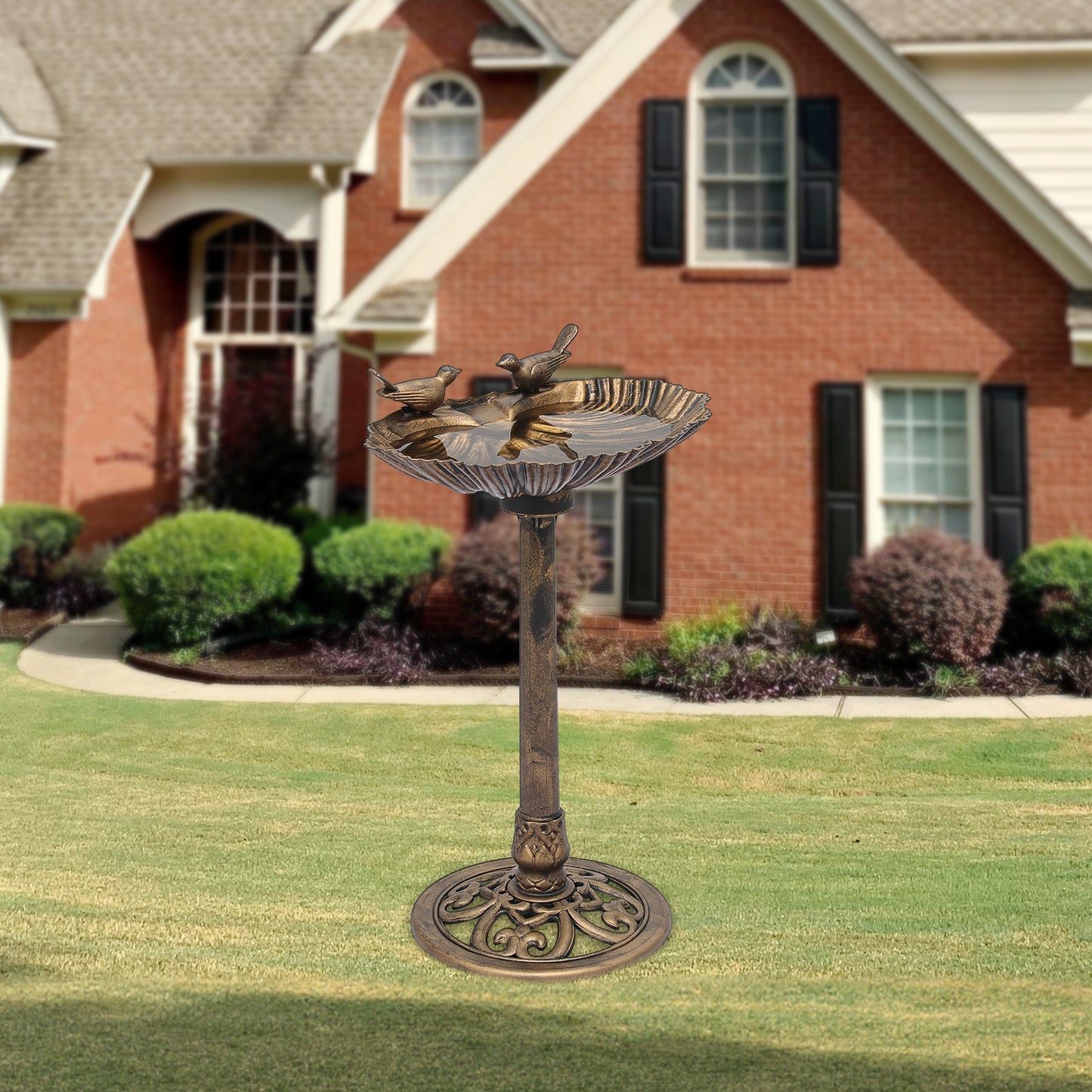 28" Garden Bird Bath - Solar Pumb