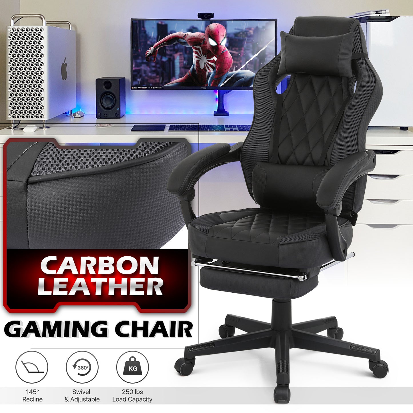 Reclinable Gaming Chair w/Footrest #002