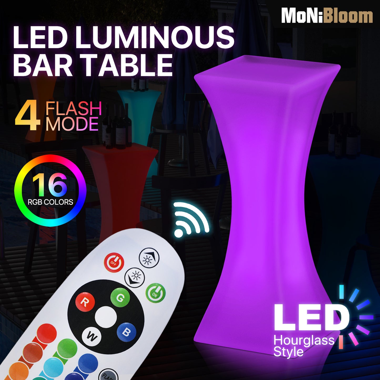 LED - Table - Hourglass Shape - 16 Colors Remote Control