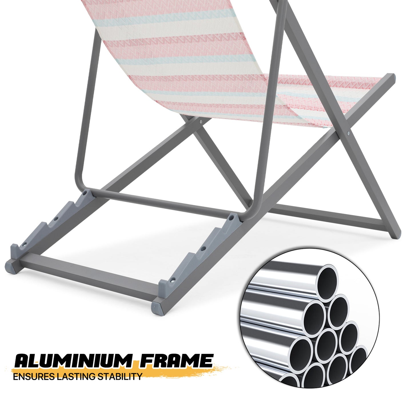 Reclinable Foldable Beach Sling Chair - Teslin Fabric Seat