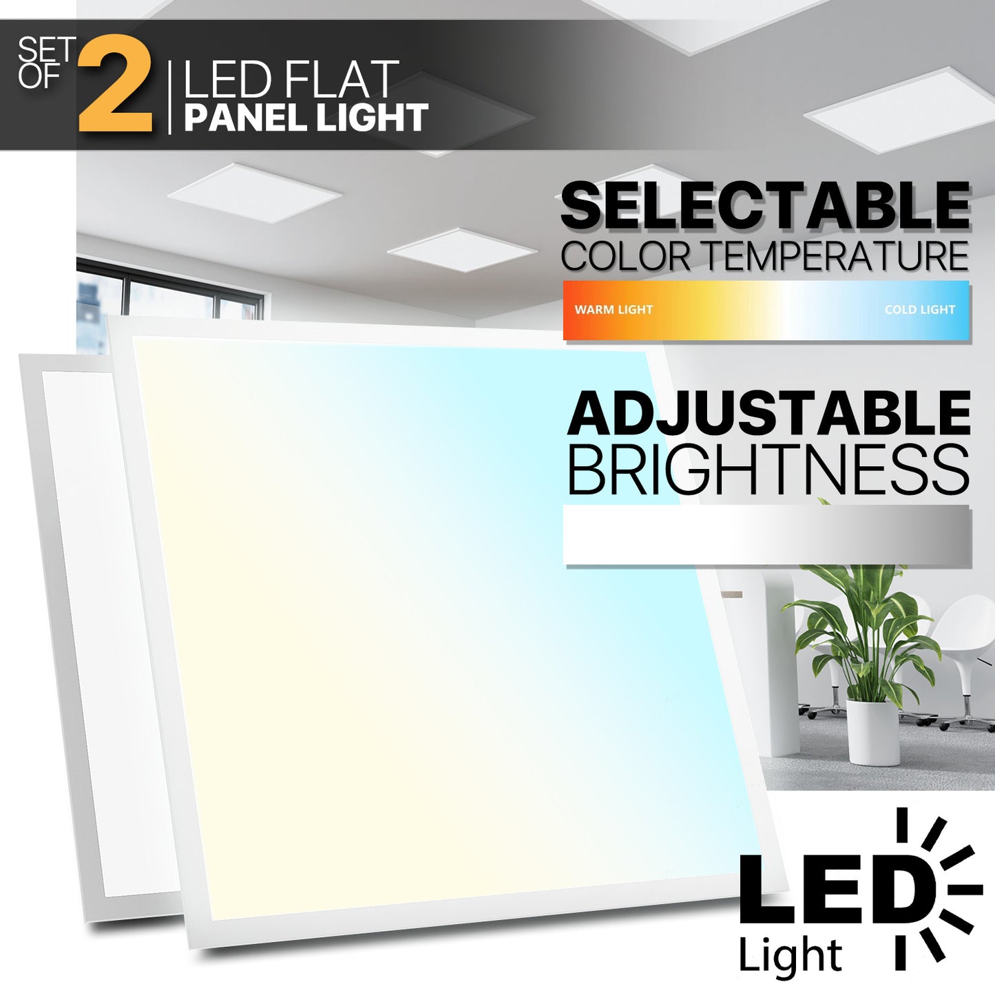 2x2 FT LED Flat Panel Light, 2 / 4 /6 Pack