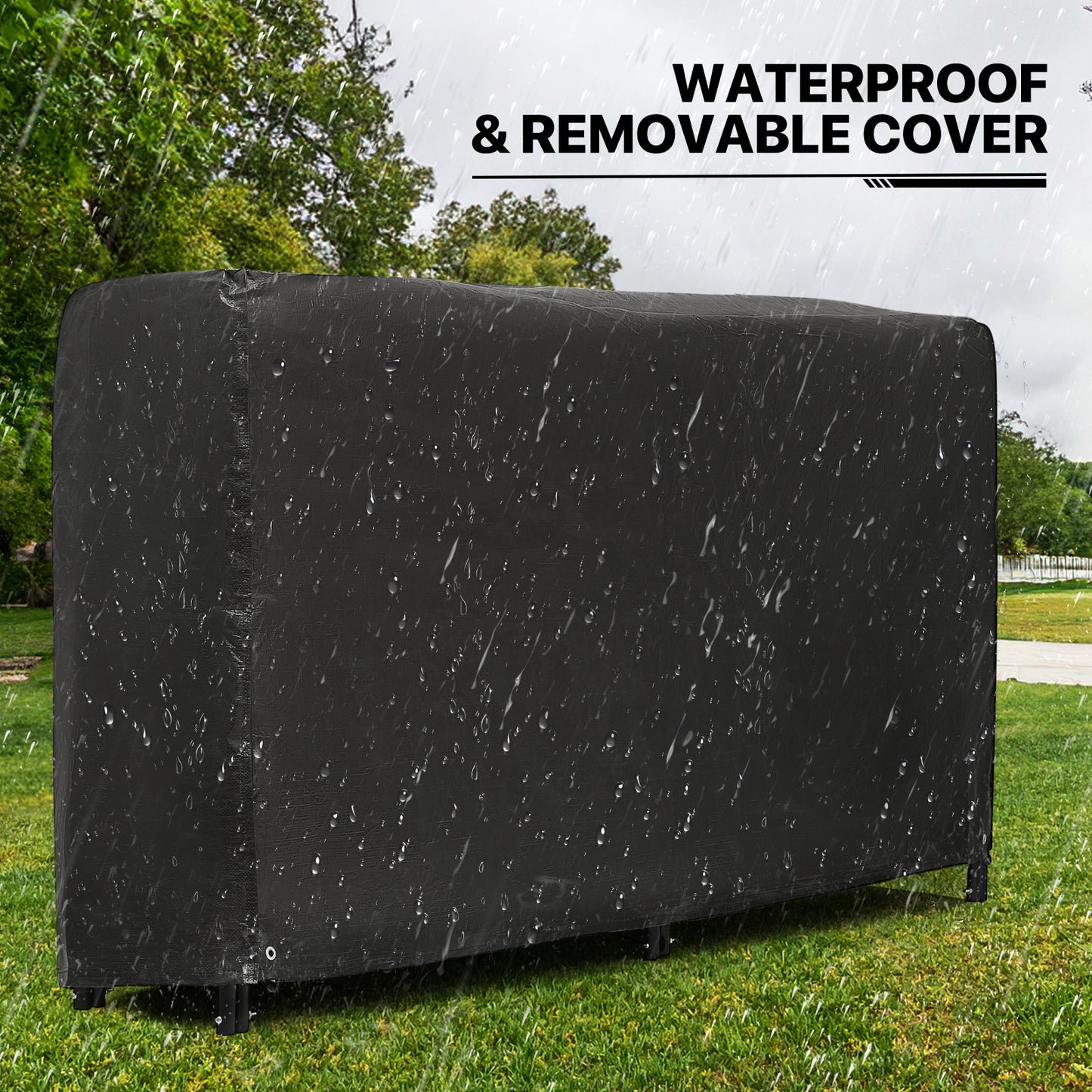 7 Ft Firewood Storage Rack - with Waterproof Cover
