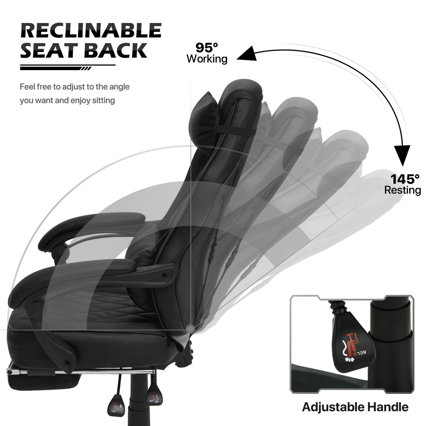 Reclinable Gaming Chair w/Footrest #002