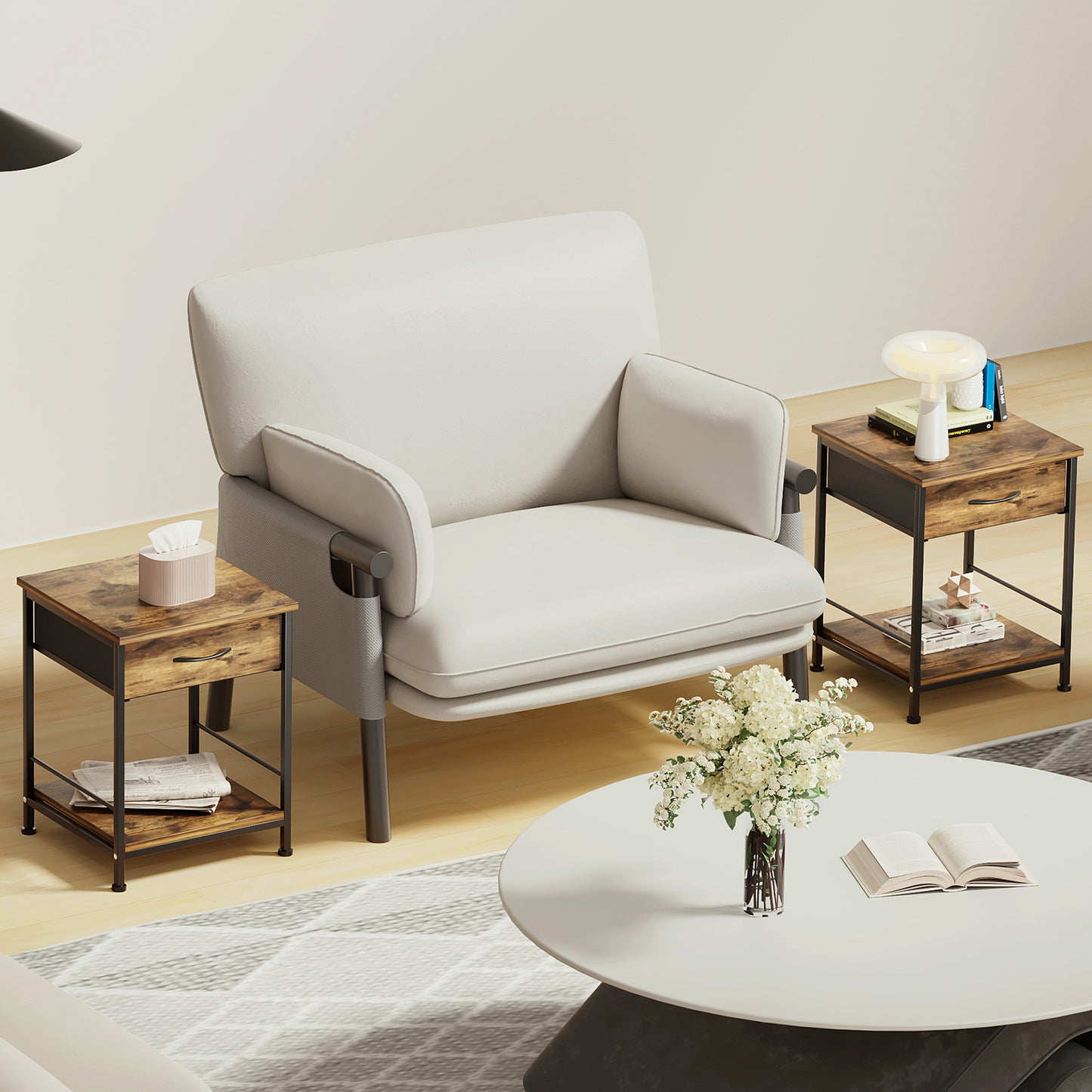 Set of 2 Bedside Nightstand Sofa End Table - 16"x16"x21"