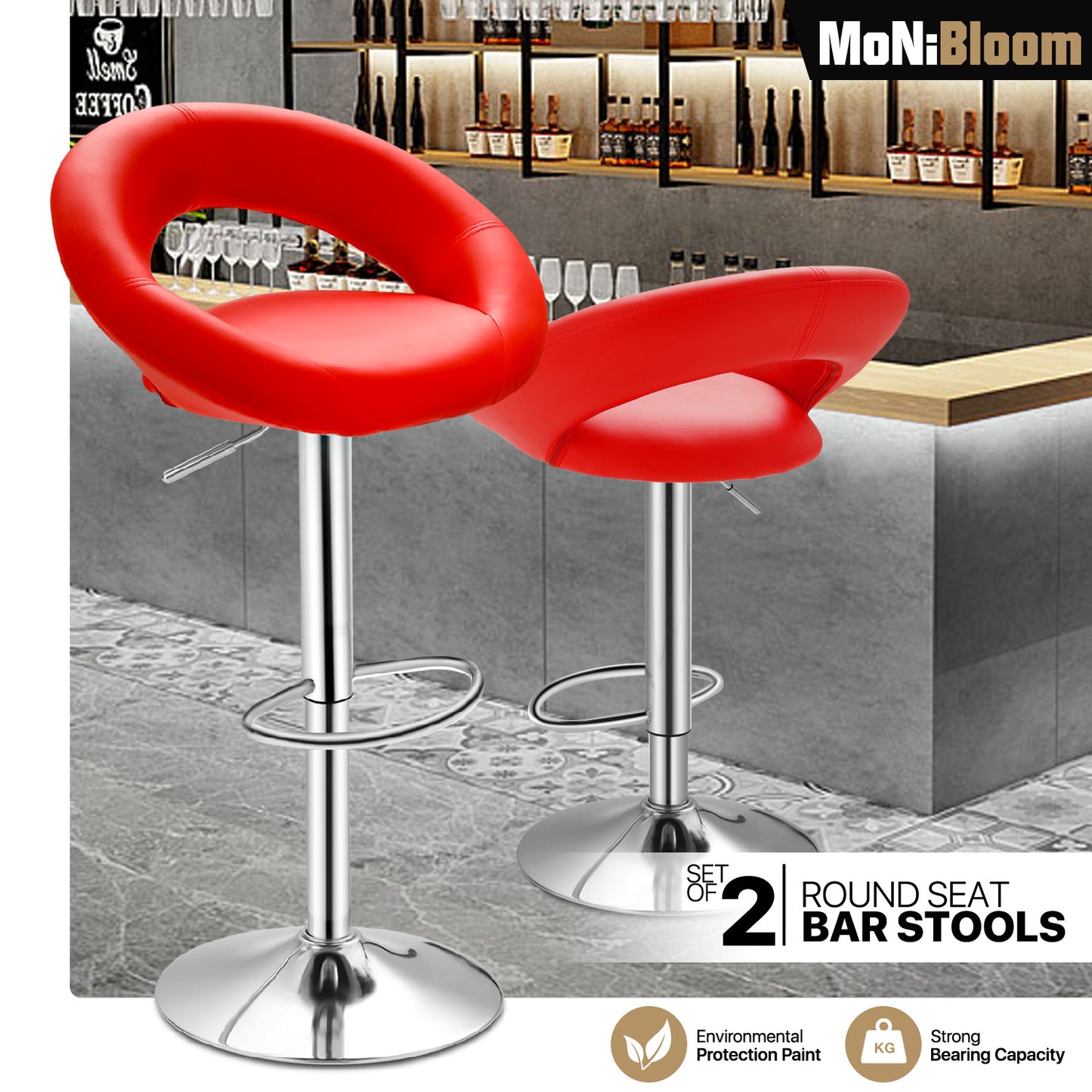 Round Seat Bar Stool 2 Pcs