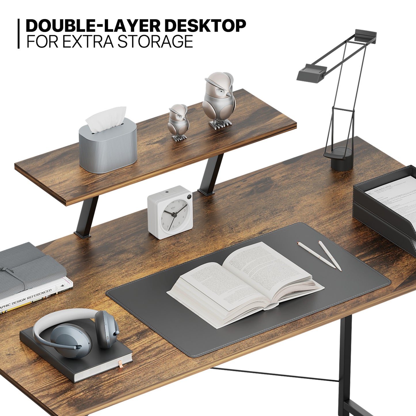 47" Length Computer Desk-with Monitor Stand