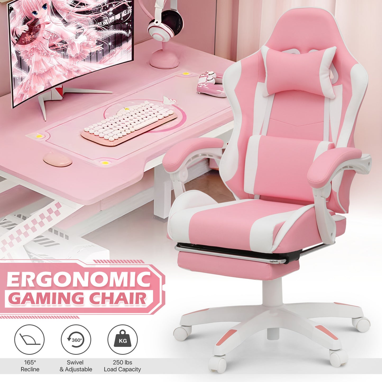 Reclinable Gaming Chair w/Footrest #001