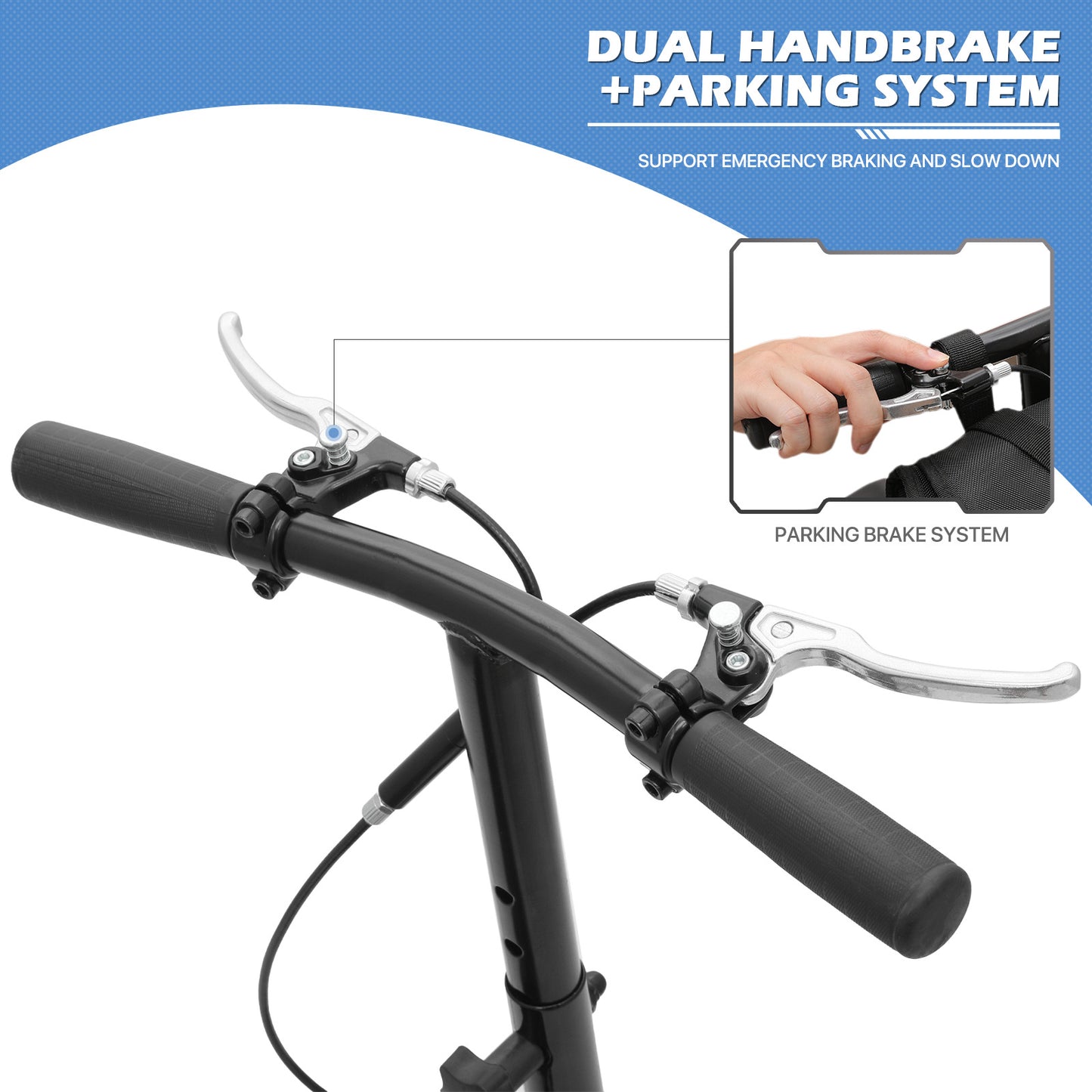 Knee Walker - Black Steel Frame - 10" Front Wheel 8" Rear Wheel