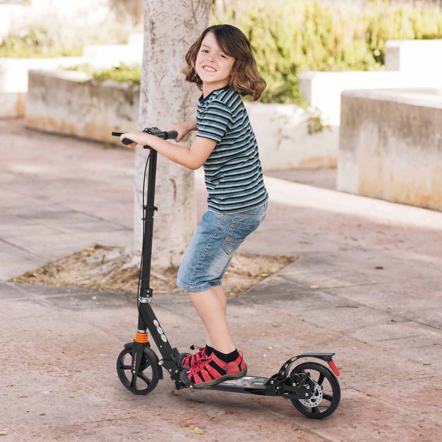 Foldable Kick Scooter - Adjustable Height Handlebar - 8" Wheels - w/Handlebrake