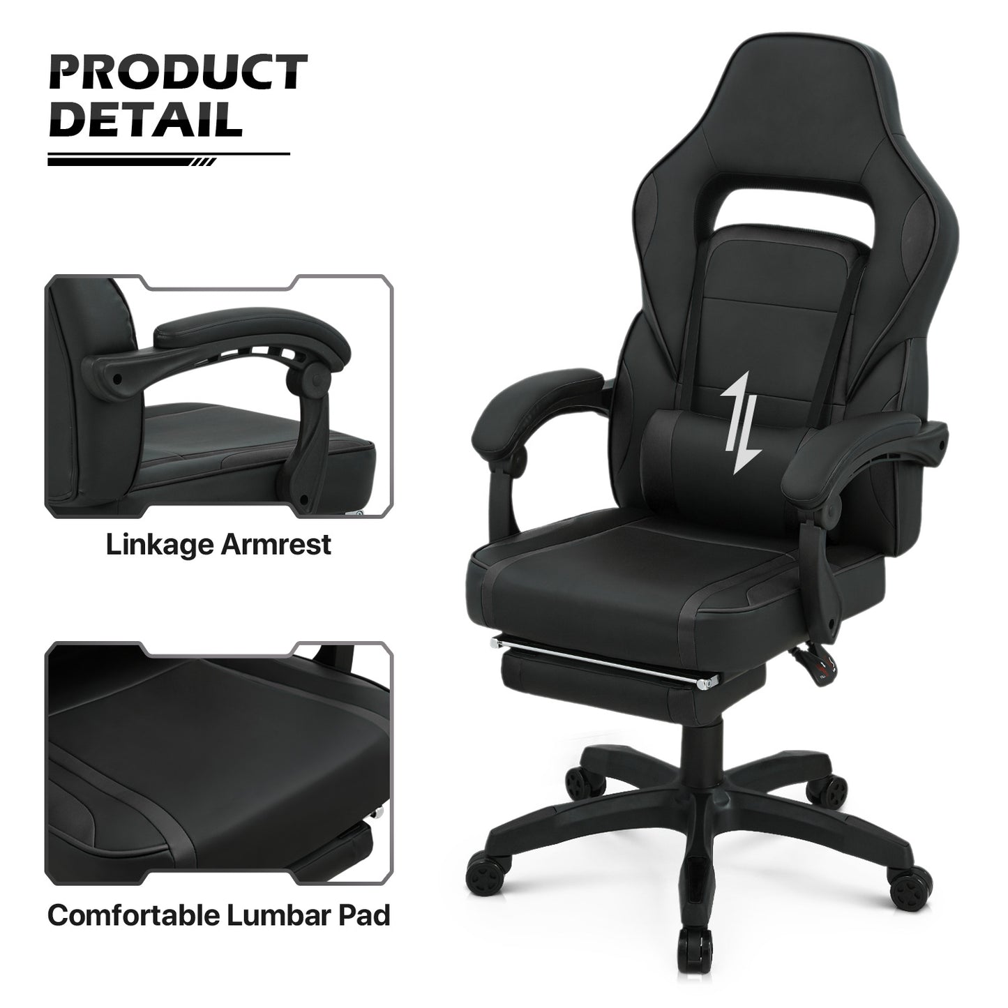 Reclinable Gaming Chair w/Footrest #003