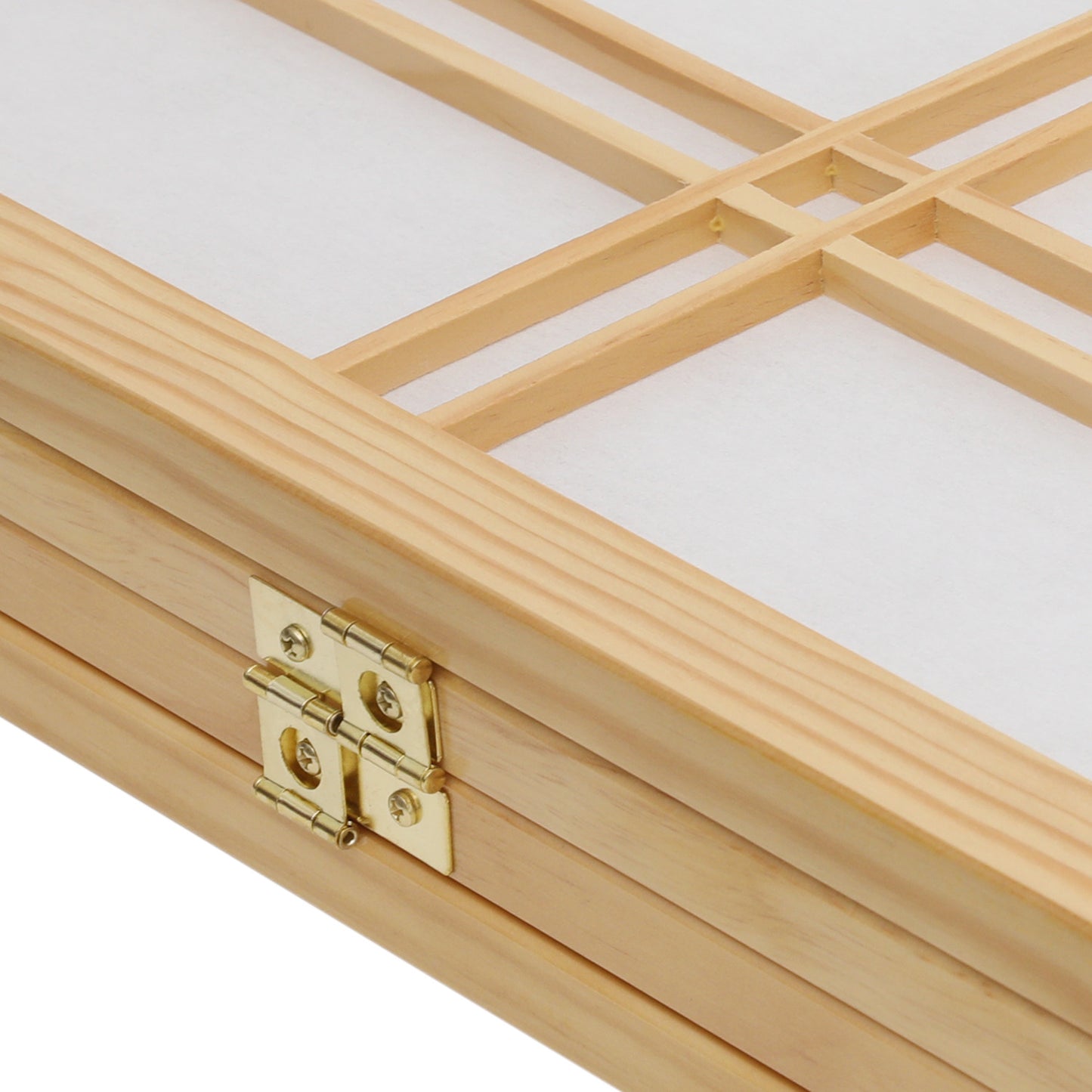 4-Panel Large Grid Room Divider - Natural