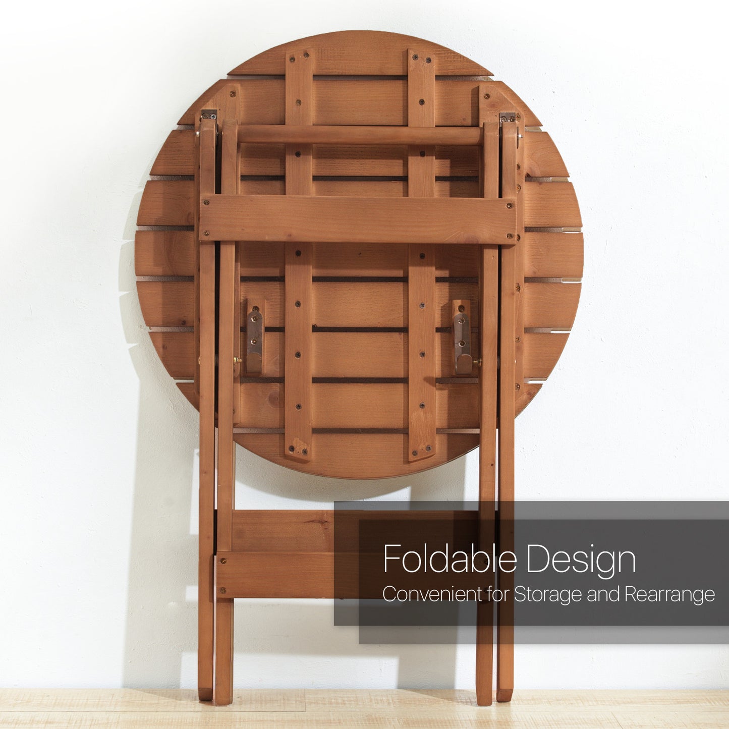 Round Folding Table - Wood - Brown