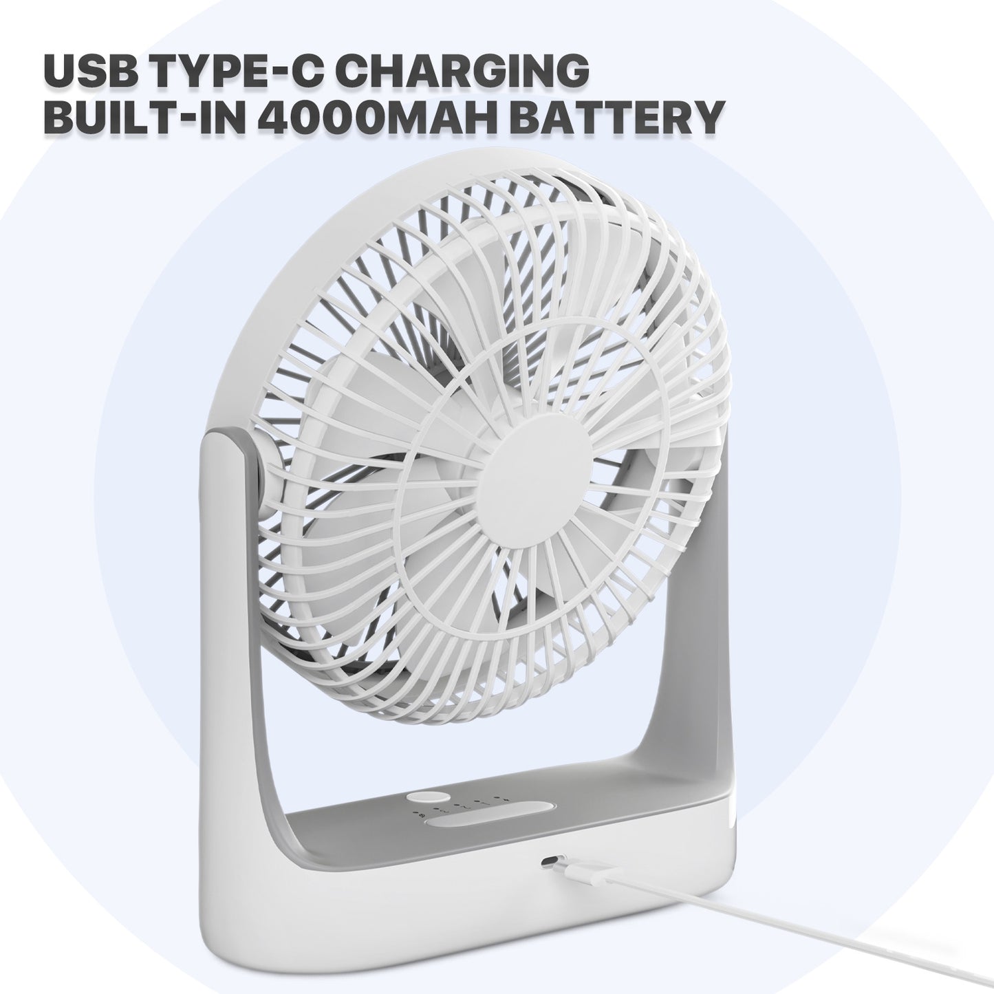 6" USB Desk Fan - 180¡ã Tilt - w/Hanging Hook