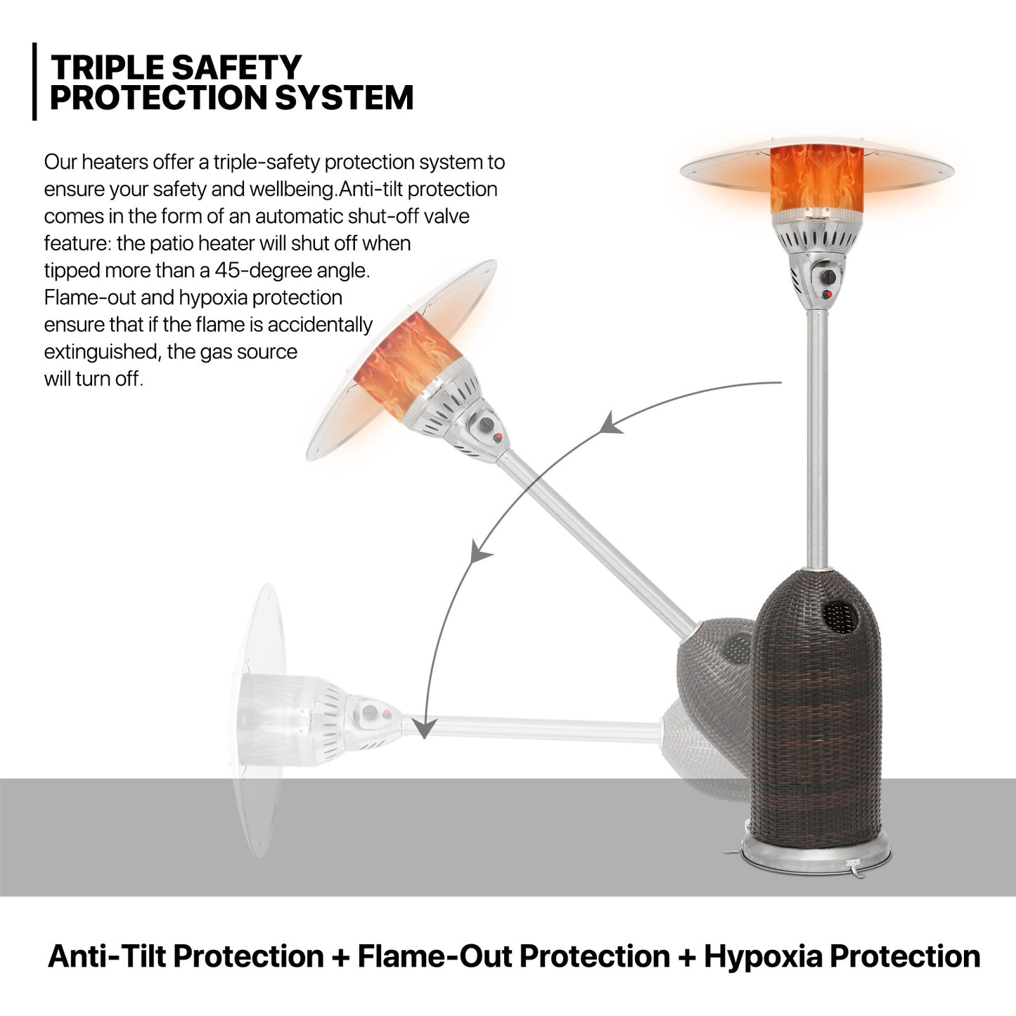 41,000 BTU Propane Patio Heater - 84 Inch Height - w/Wheels