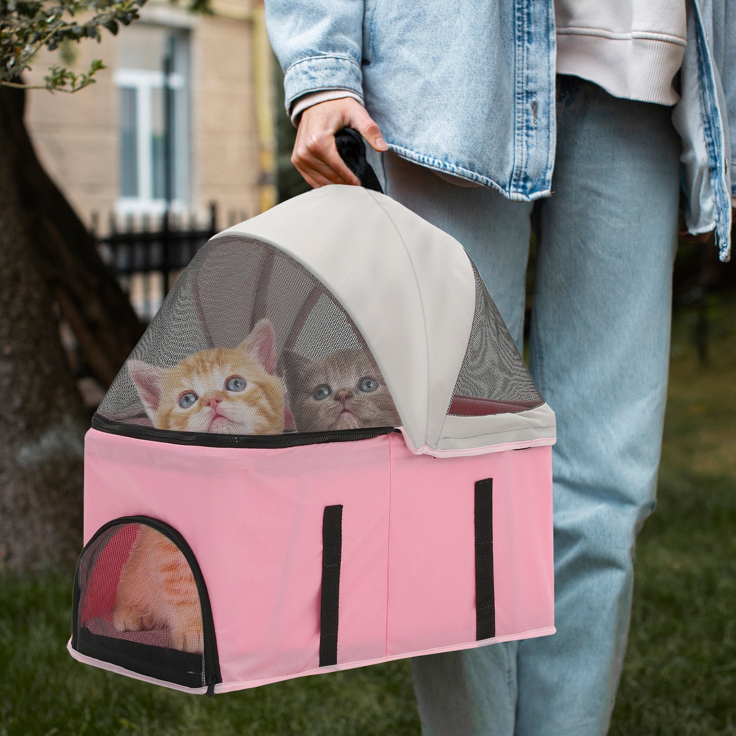 4 Wheels Pet Stroller - 28*19*38 inch - Detachable Basket