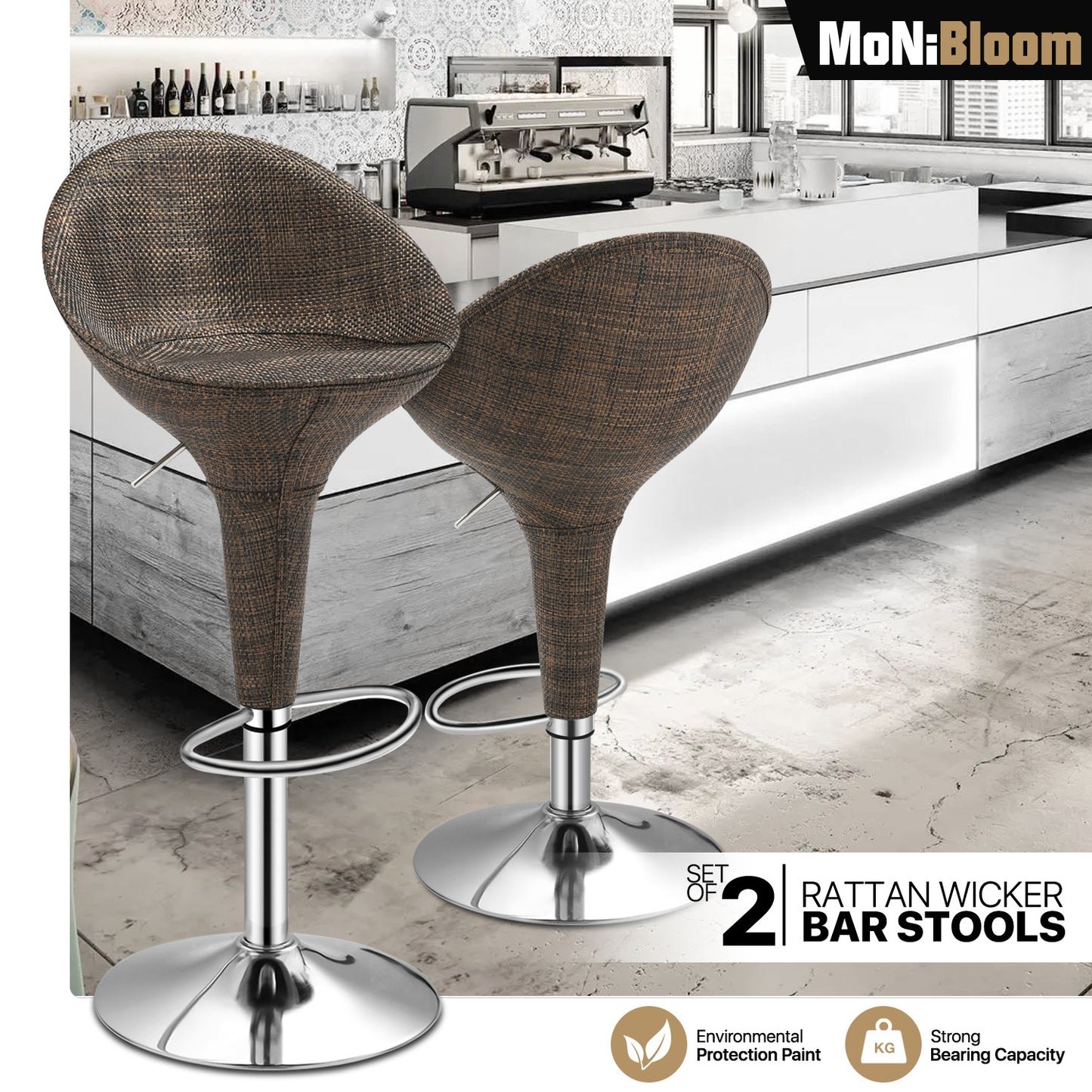 Oval Bar Stool 2 Pcs