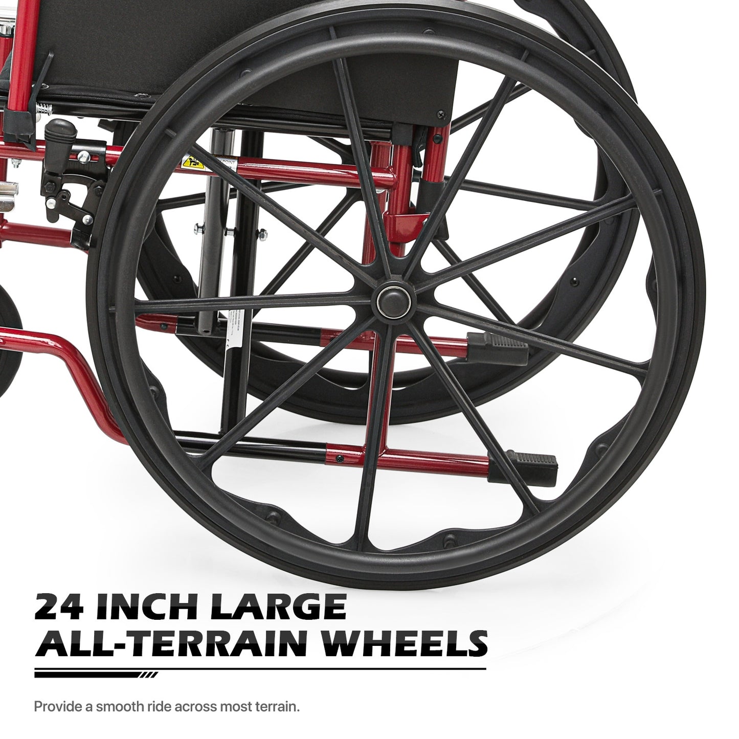 Manual Wheelchair - Red, FDA Approved - 18"x16" Seat
