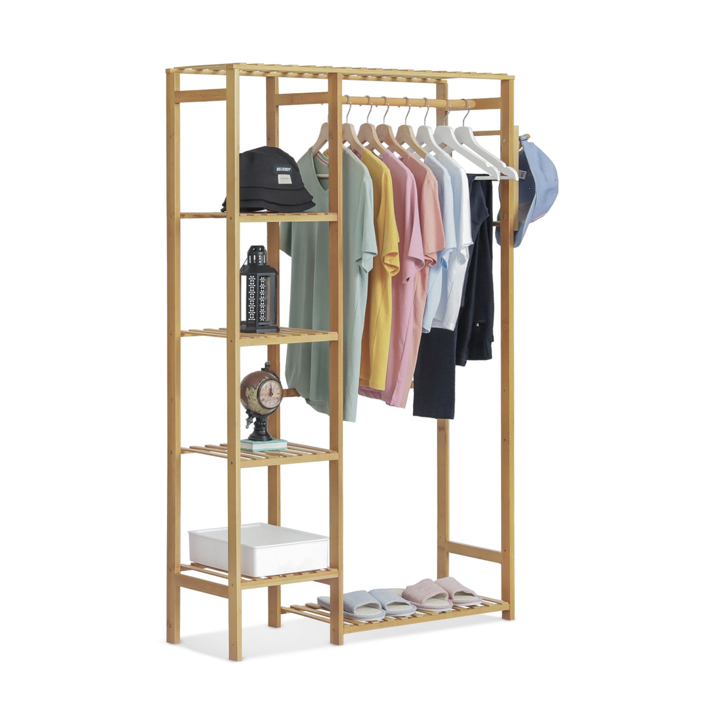 Garment Cabinet Clothes Organizer - Single Rack - Natural