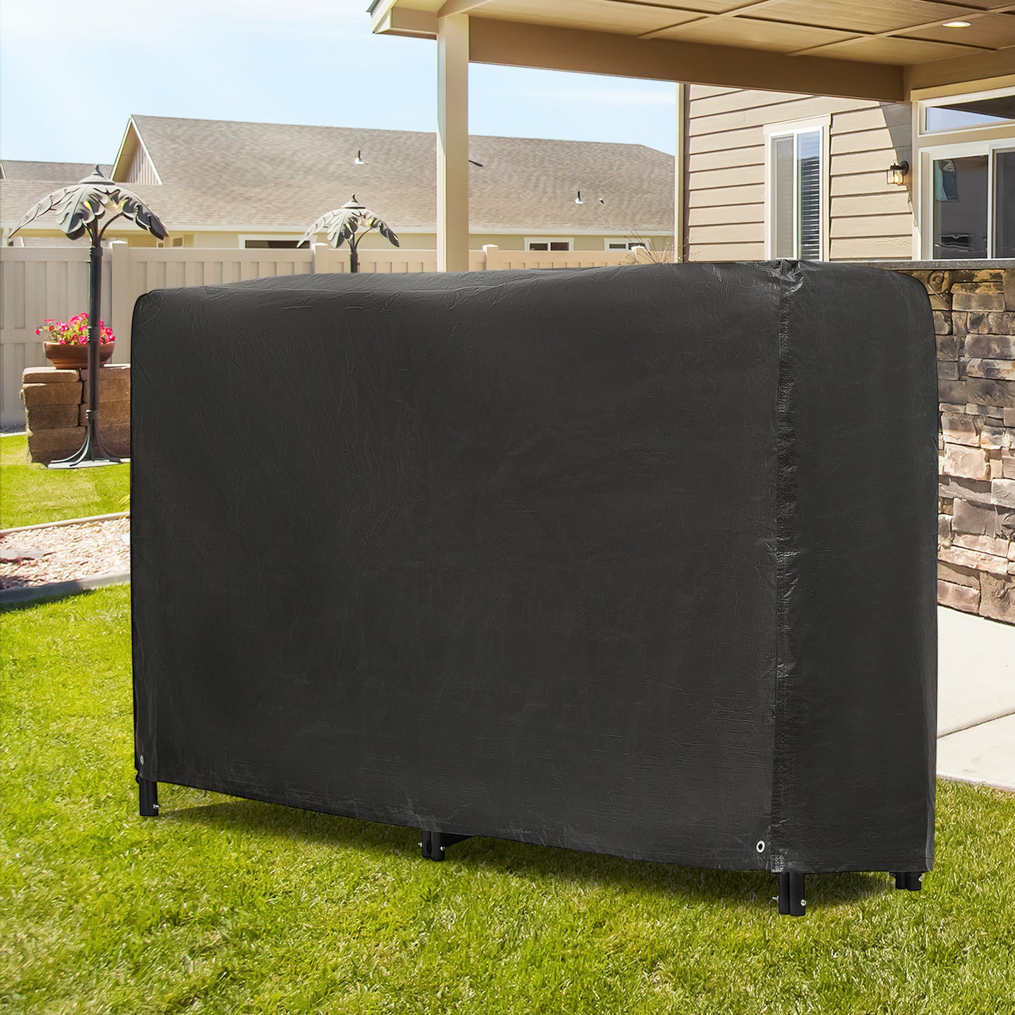 7 Ft Firewood Storage Rack - with Waterproof Cover