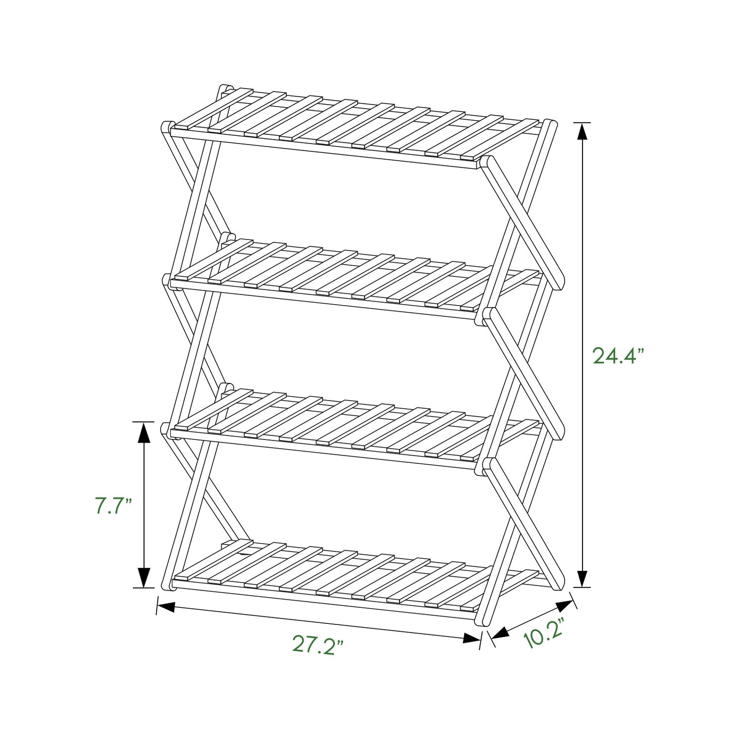 Foldable Multifunctional Shoe Rack Organizer - 4 Tier - Natural