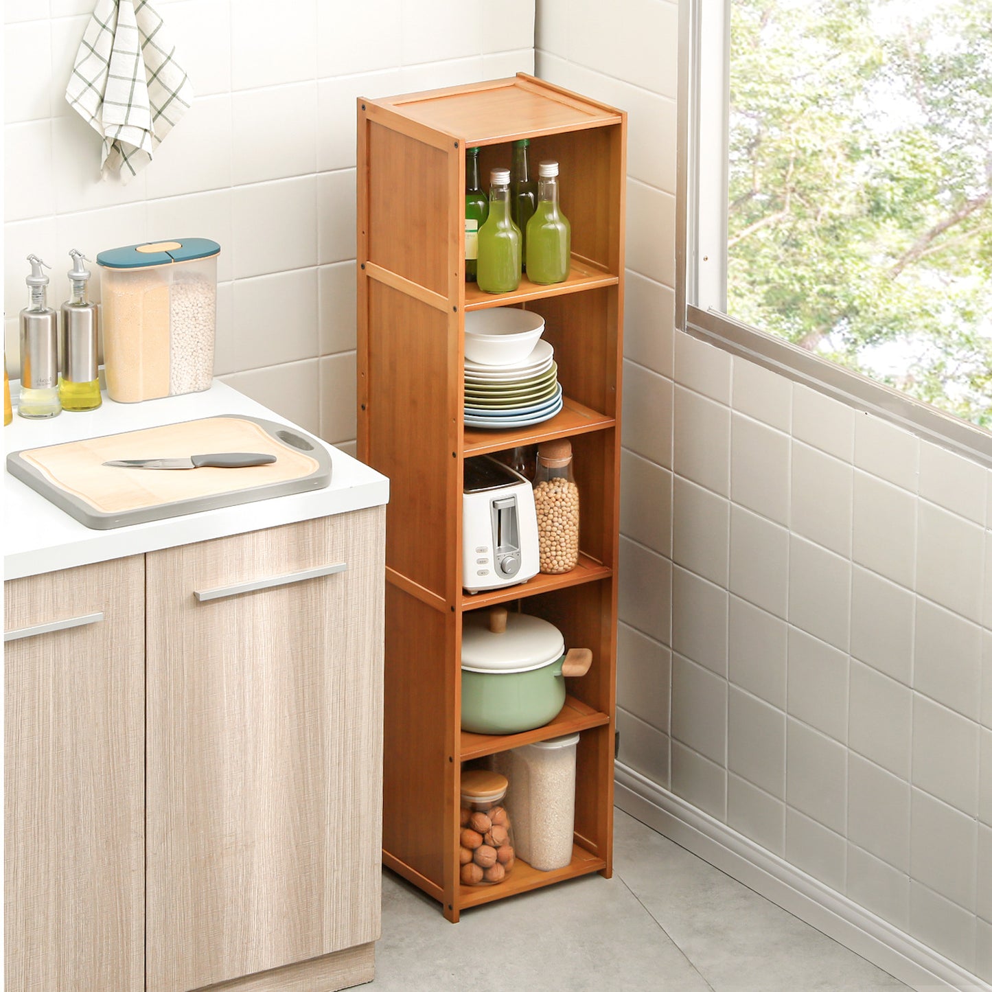 Multi-Functional Freestanding Display Storage Shelf - 5 Tier - Brown