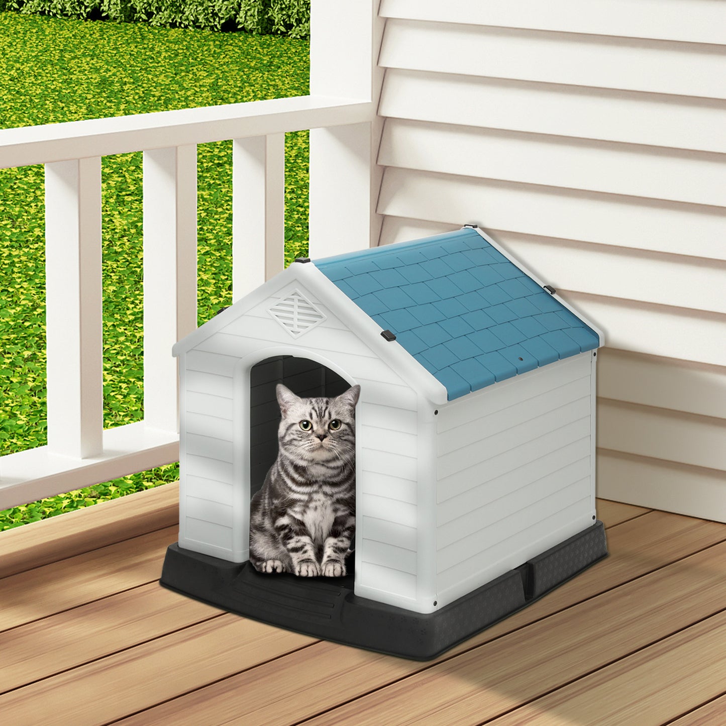 Plastic Dog House - with Air Vent, Elevated Floor