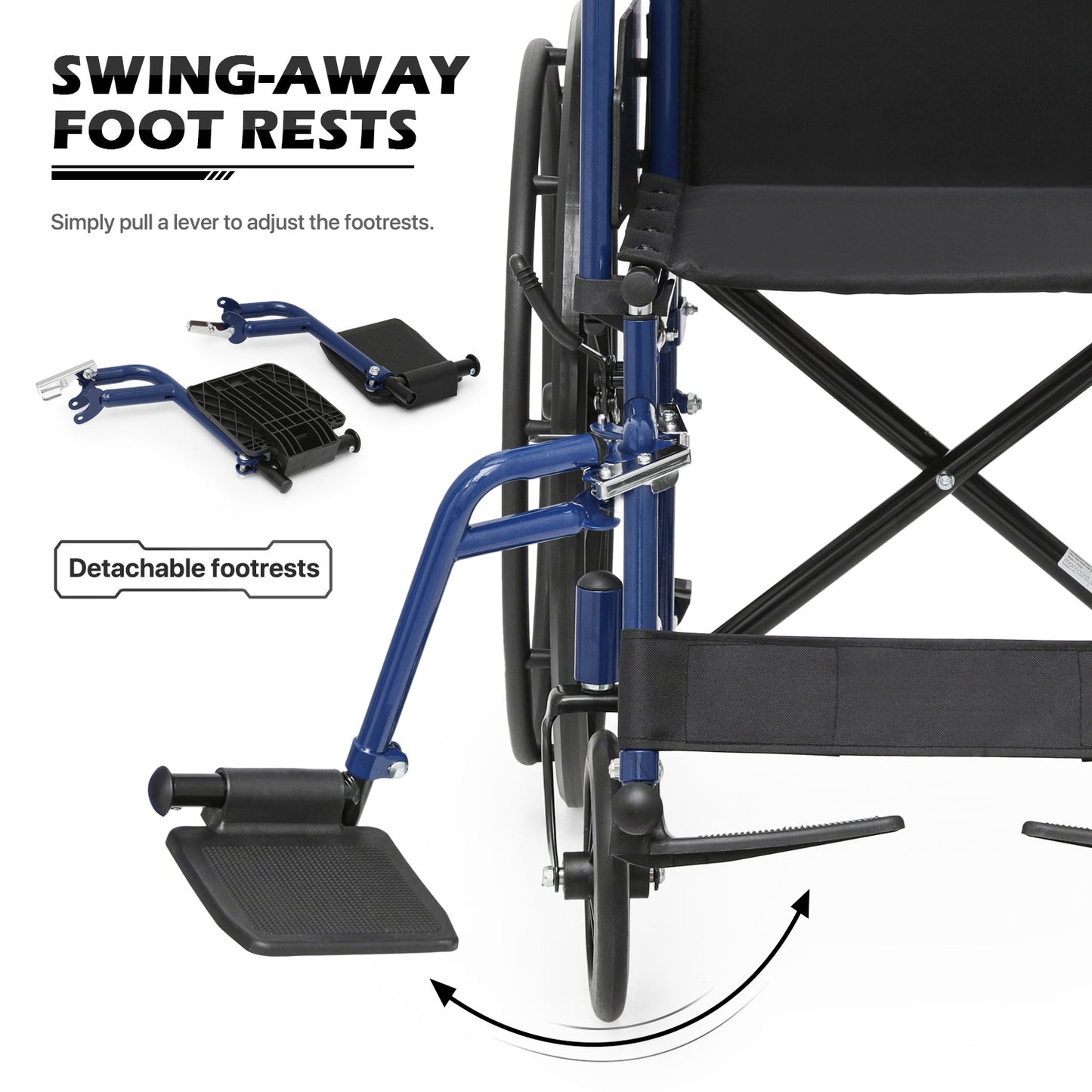Manual Wheelchair - Blue, FDA Approved - 18"x16" Seat