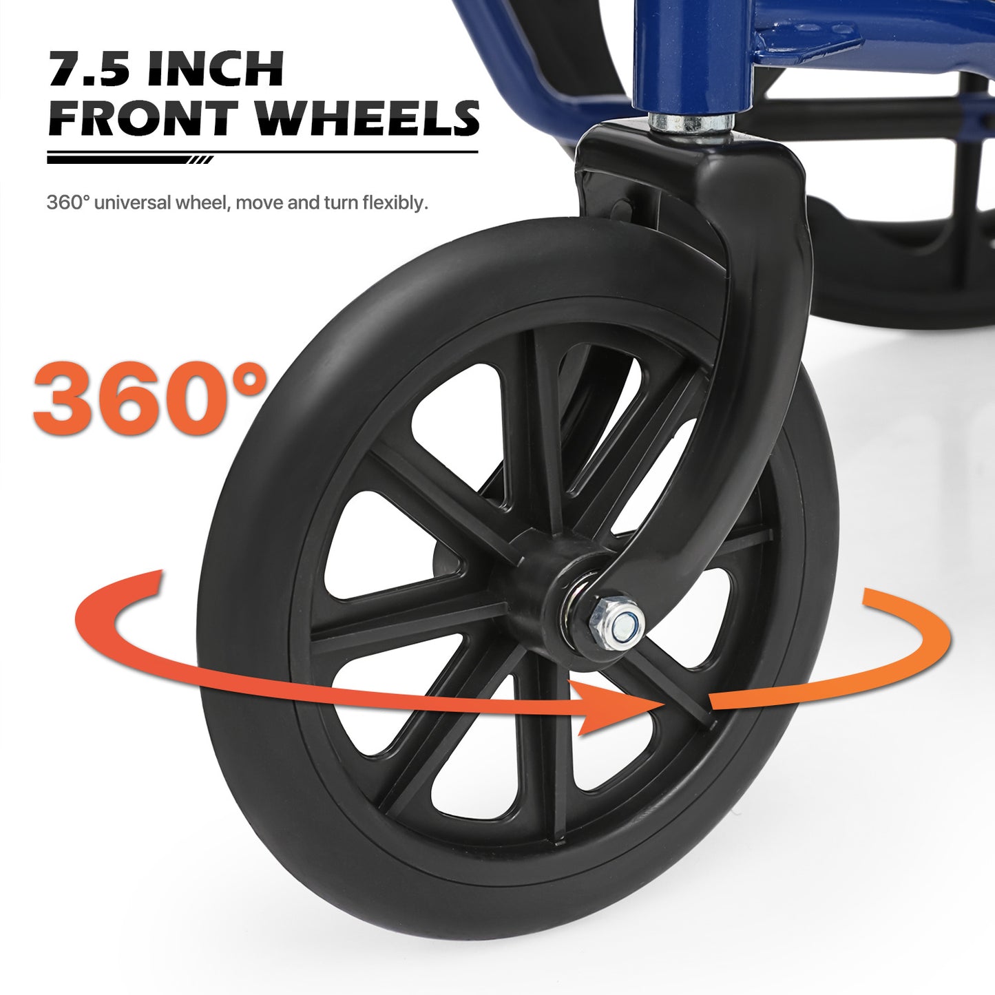 Manual Wheelchair - Blue, FDA Approved - 18"x16" Seat