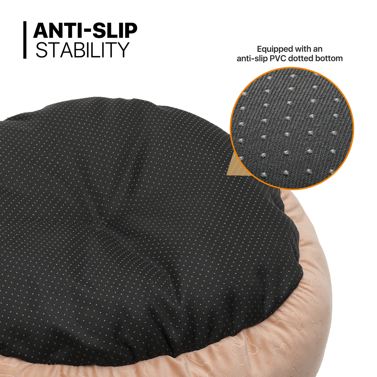 Pet Bed - Round - 23.5'' Diameter - Short Plush - Machine Washable