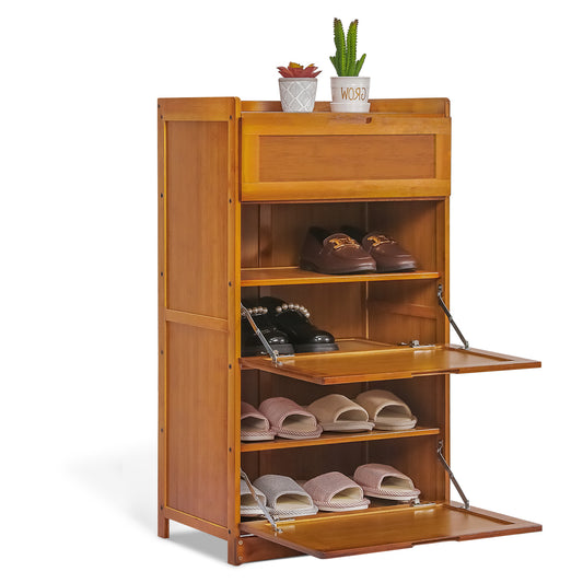 Drop Down Door Entryway Shoe Cabinet - 20" - Brown