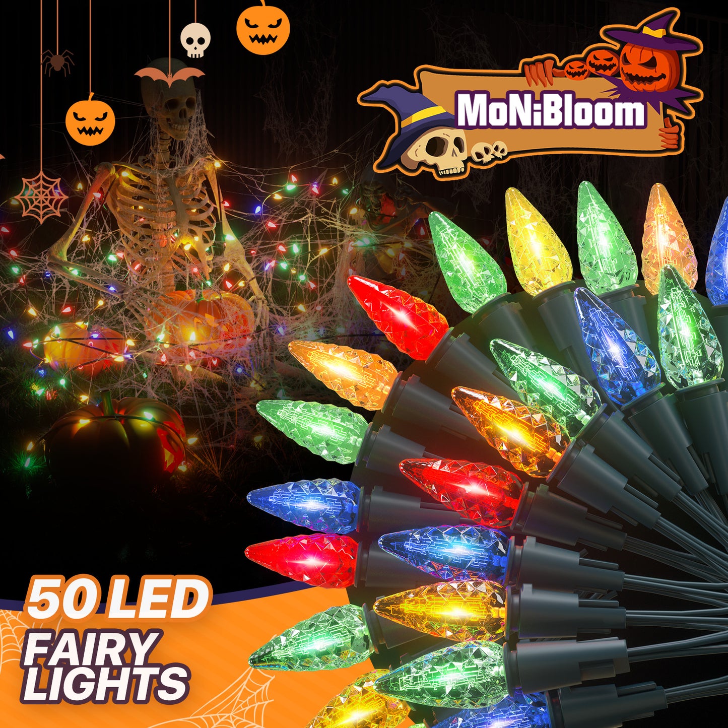 LED String Fairy Light - 50 Bulbs, 17 Ft - 8 Modes, Auto Shutdown