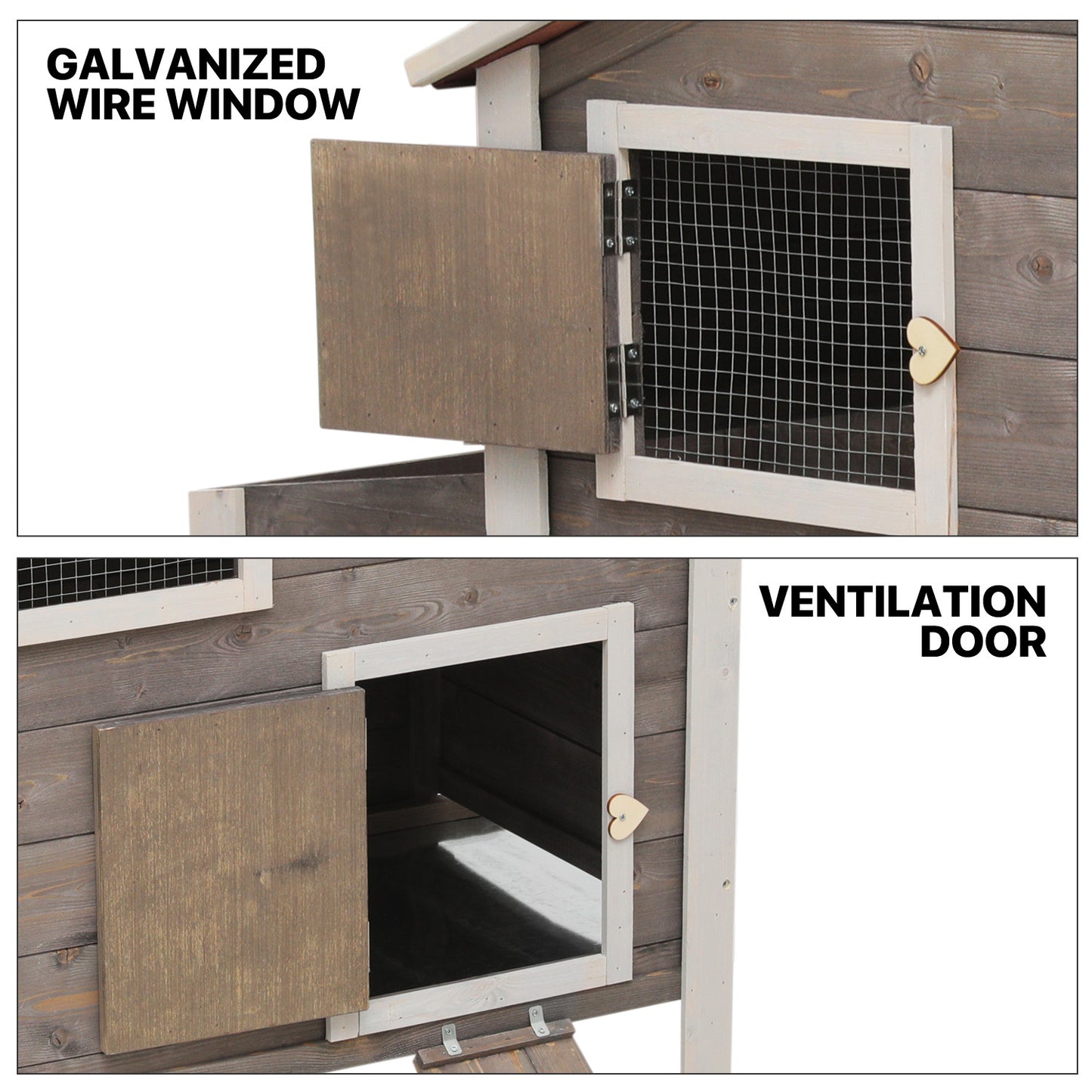Wooden Chicken Coop with Removable Tray+Ventilation Door+Nesting Box